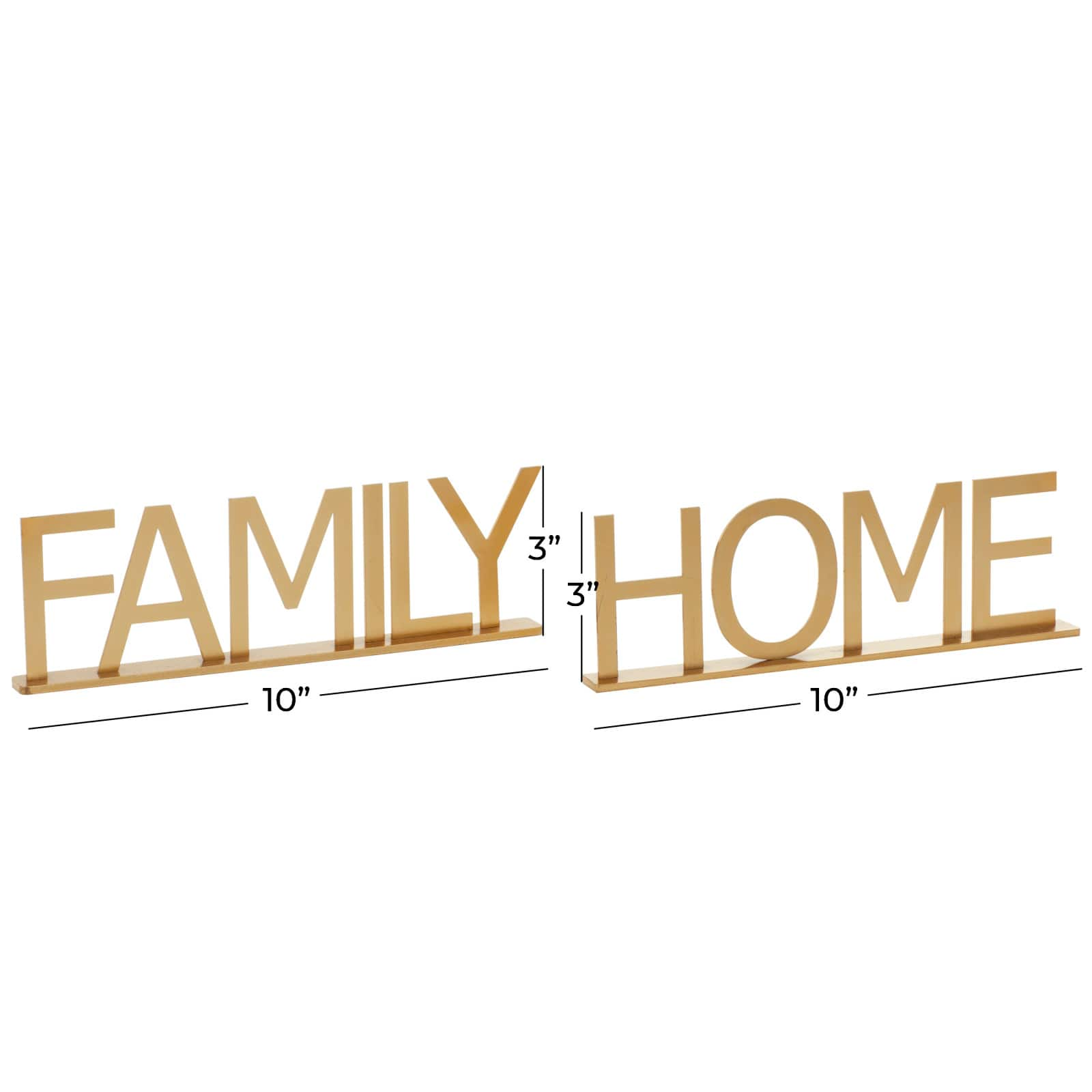 10&#x22; Gold Metal Family &#x26; Home Tabletop Sign Set