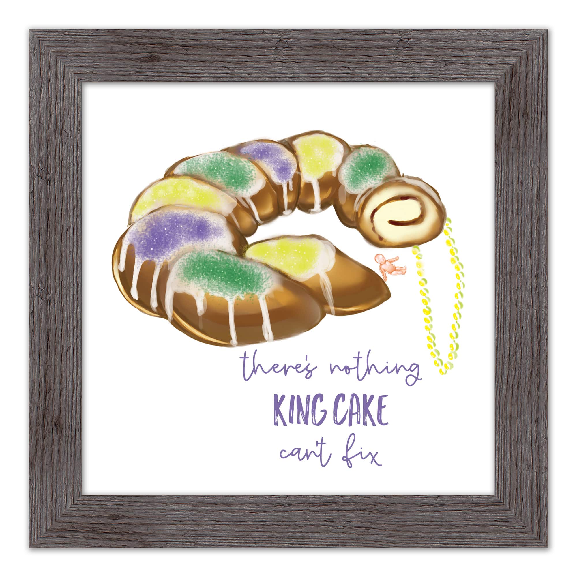 Nothing King Cake Can't Fix Western Gray Framed Print