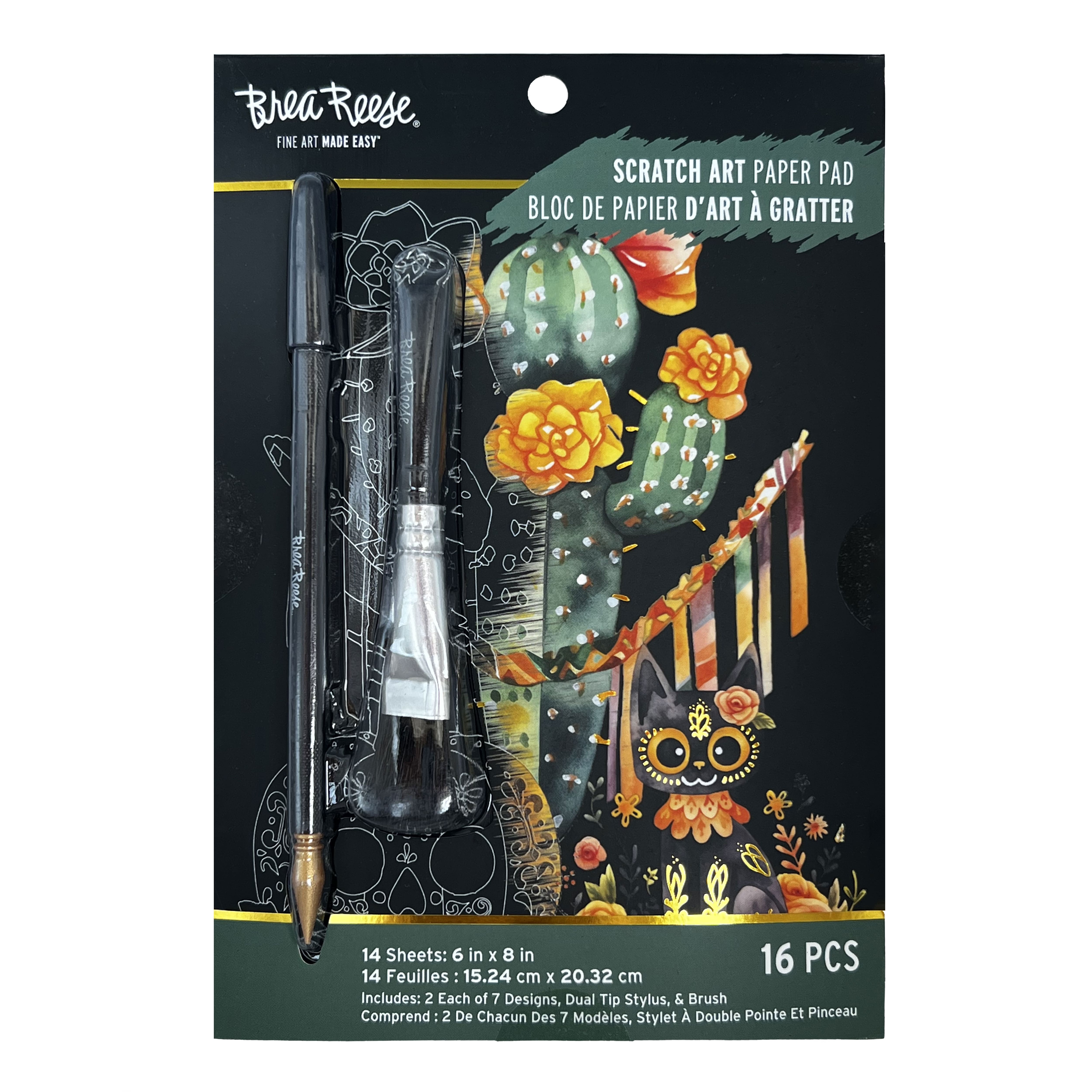 Brea Reese&#x2122; 6&#x22; x 8&#x22; Creepy Cacti Scratch Art Paper Pad