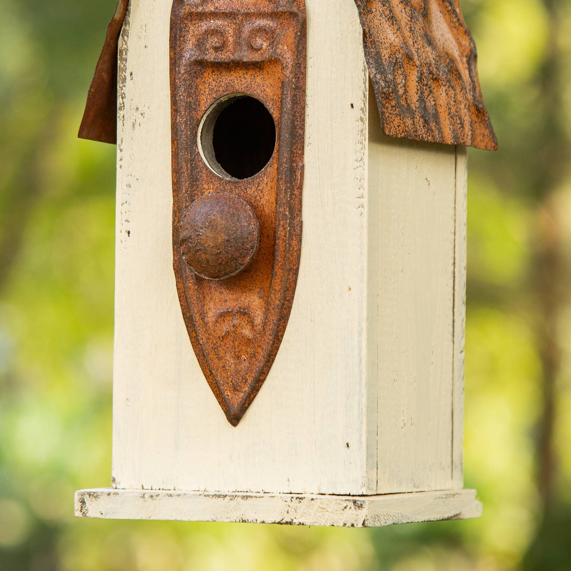 Glitzhome® 13.25" White Distressed Wood Birdhouse