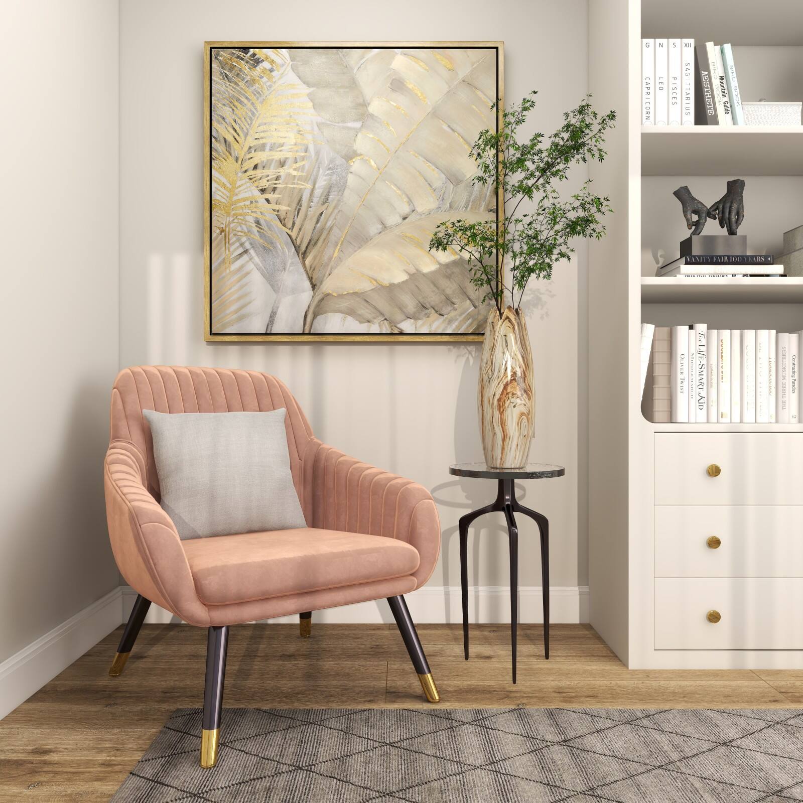 22&#x22; Accent Table with Textured Glass Tabletop