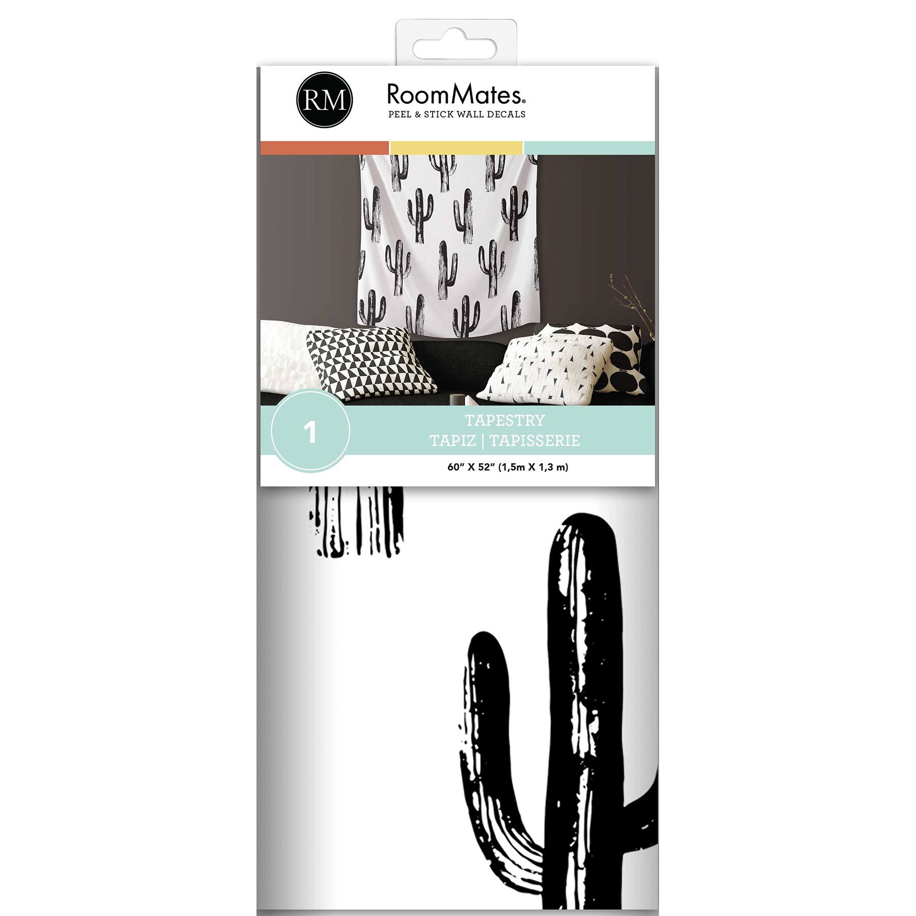RoomMates Black &#x26; White Cactus Tapestry