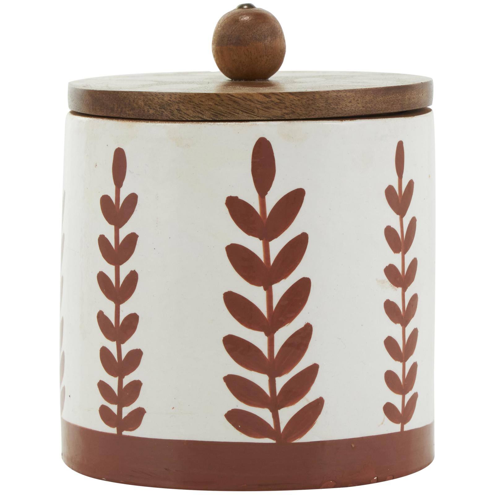 Cream & Brown Ceramic Floral Canister Set with Lids
