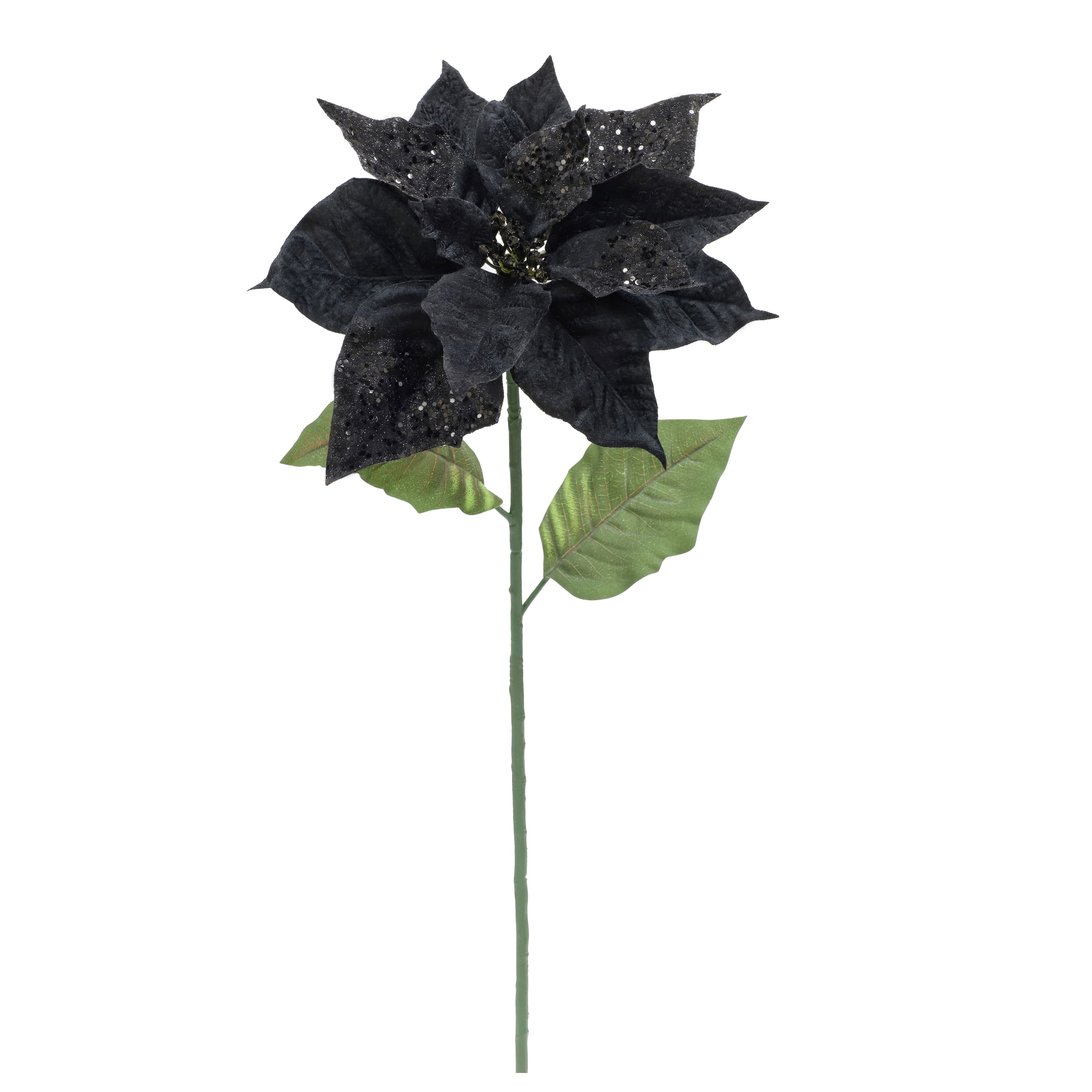 27&#x22; Black Glitter Poinsettia Stem by Ashland&#xAE;