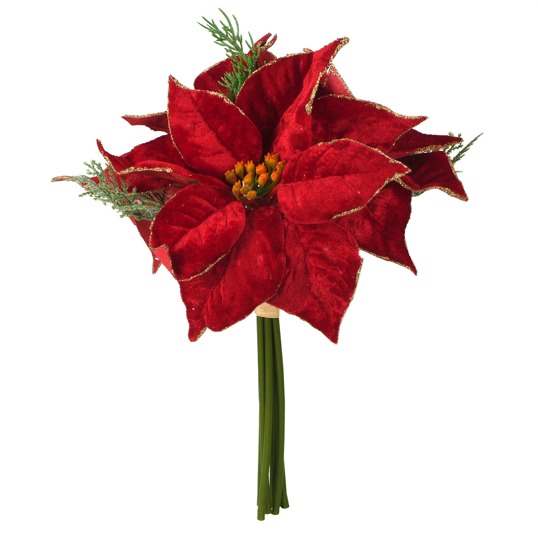 14&#x22; Red Poinsettia &#x26; Pine Bouquet by Ashland&#xAE;