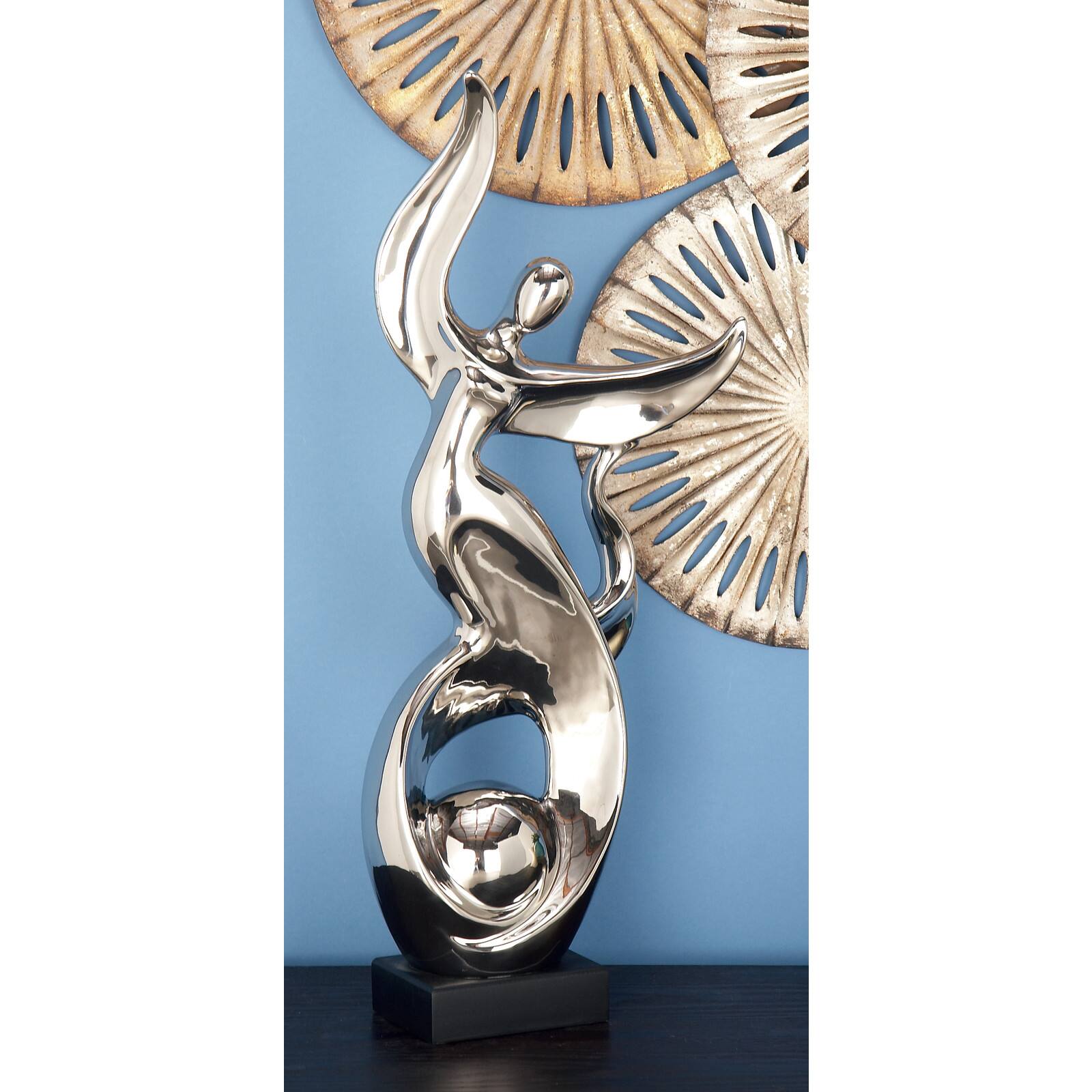 25&#x22; Silver Ceramic Modern Twist Sculpture