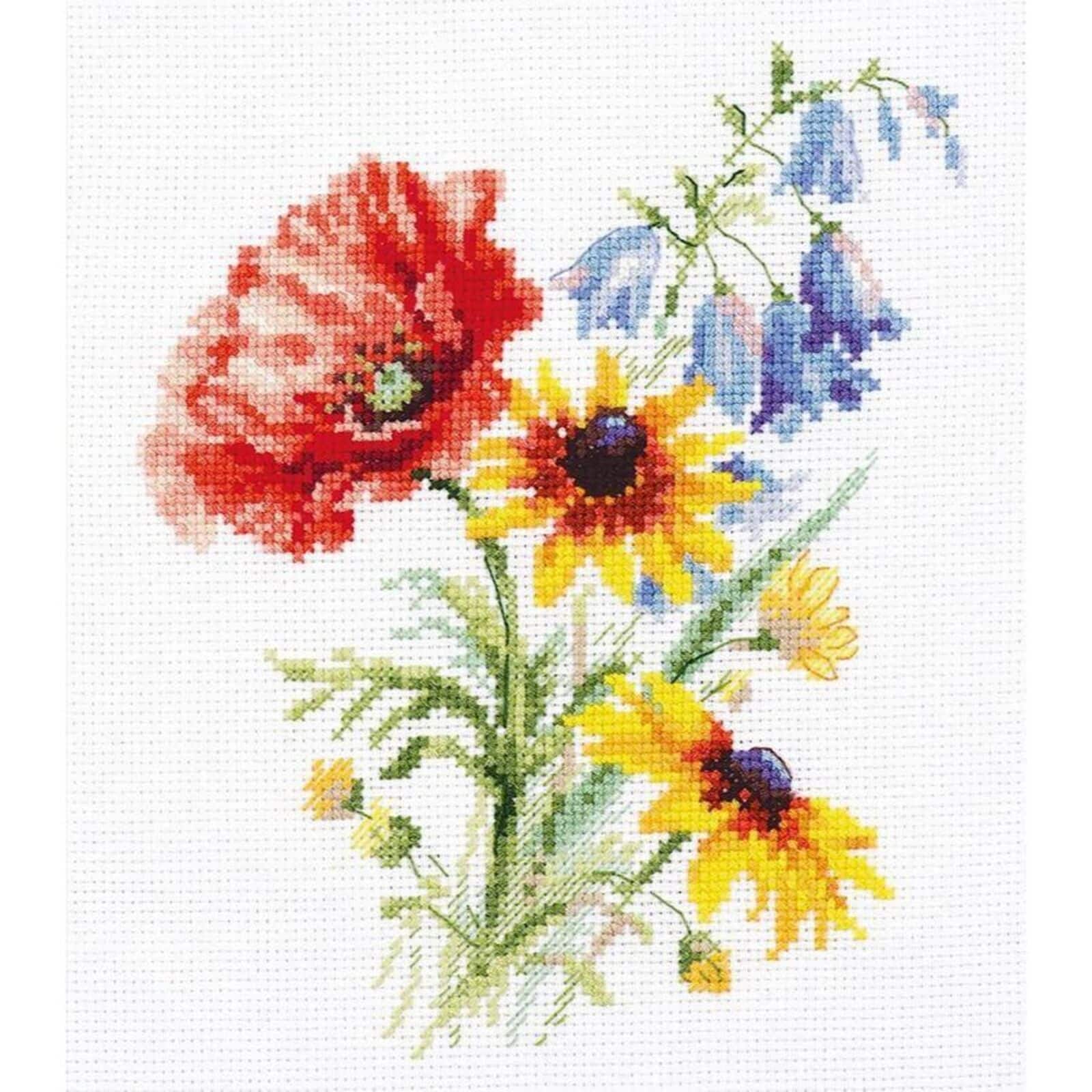 Alisa Bouquet With Poppy Cross Stitch Kit