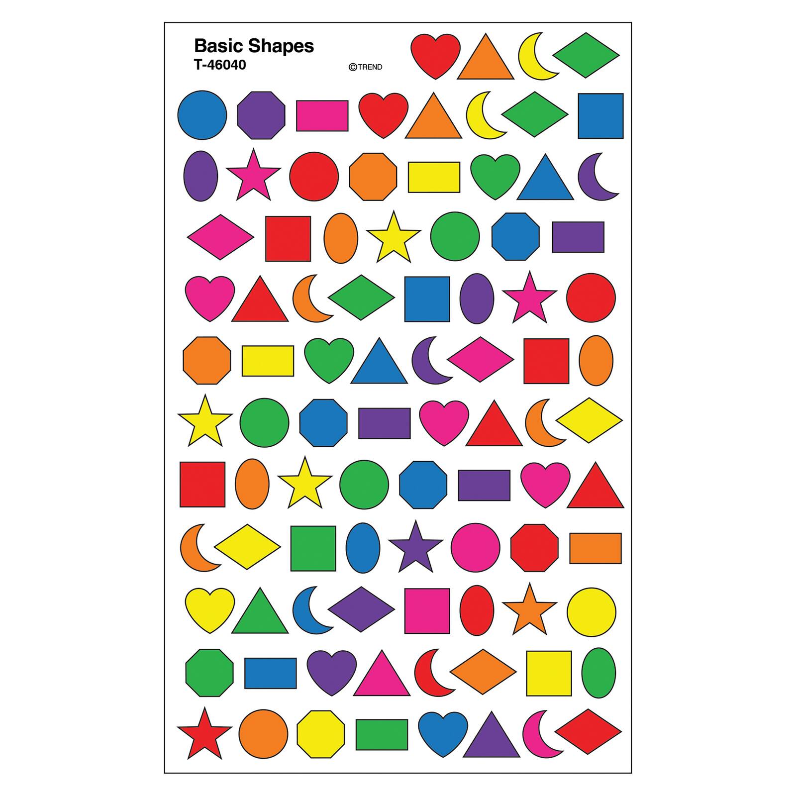 Trend Enterprises® superShapes Basic Shapes Stickers, 6 Packs of 800ct.