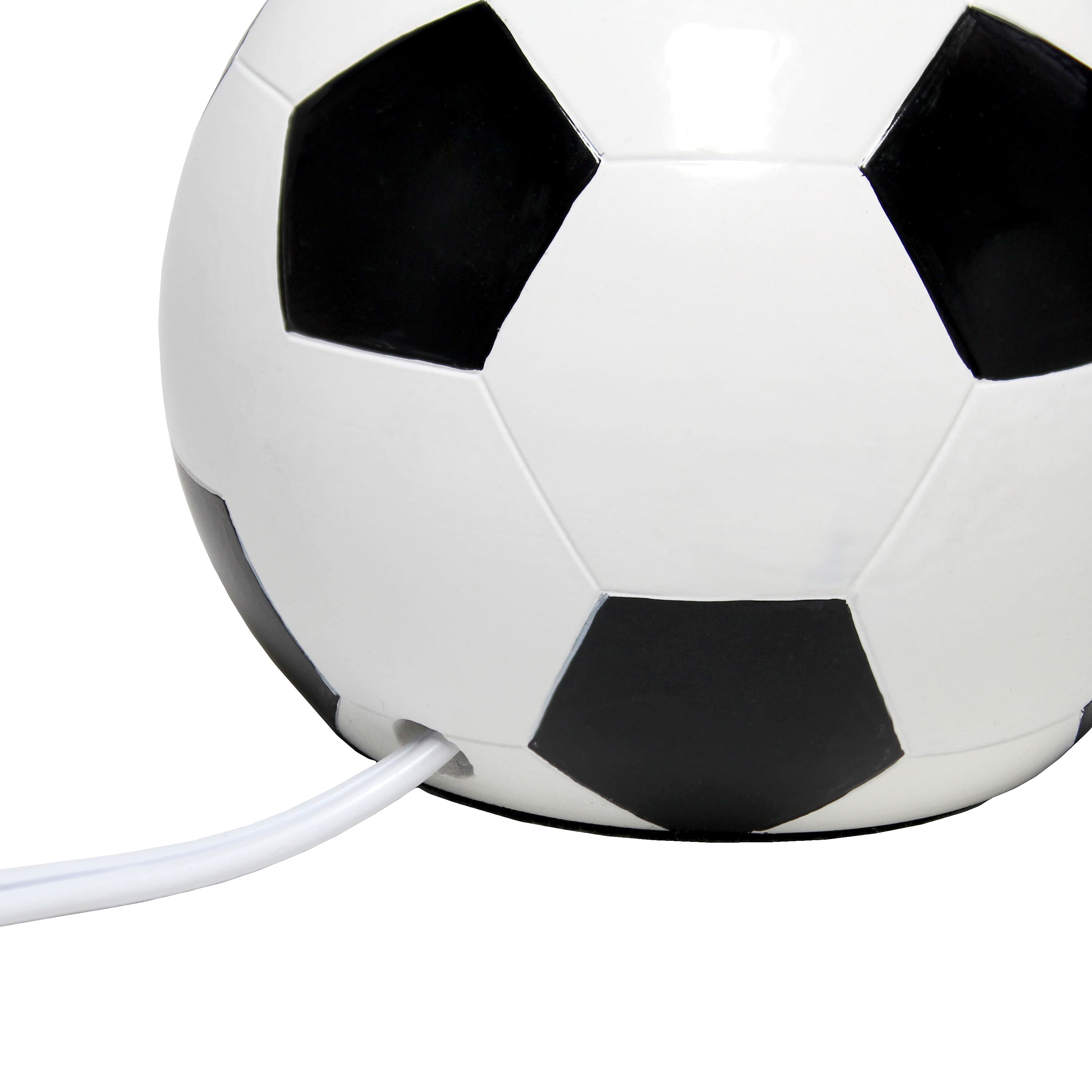 Simple Designs&#x2122; 11.5&#x22; Soccer Ball Base Table Lamp with White Shade Black Trim