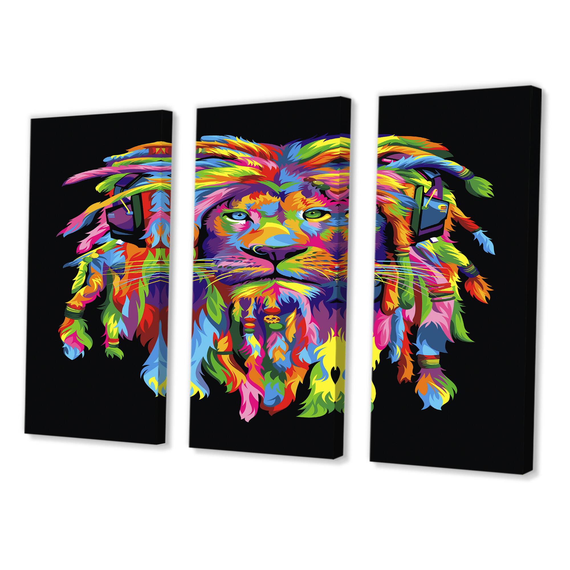 Designart - Lion Rasta - Modern Canvas Wall Art