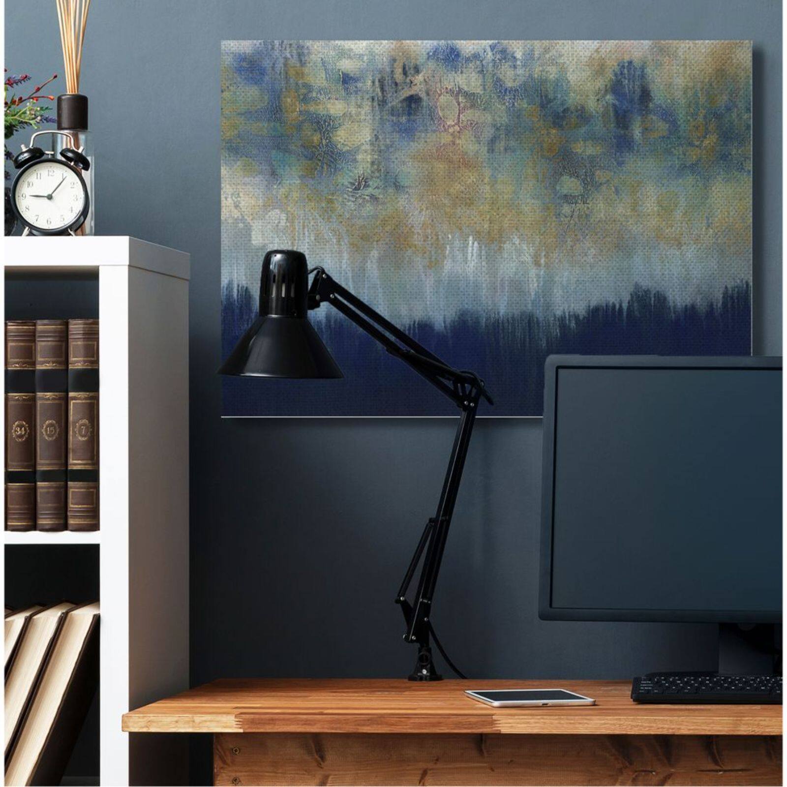 Stupell Industries Gold & Blue Abstract Canvas Wall Art