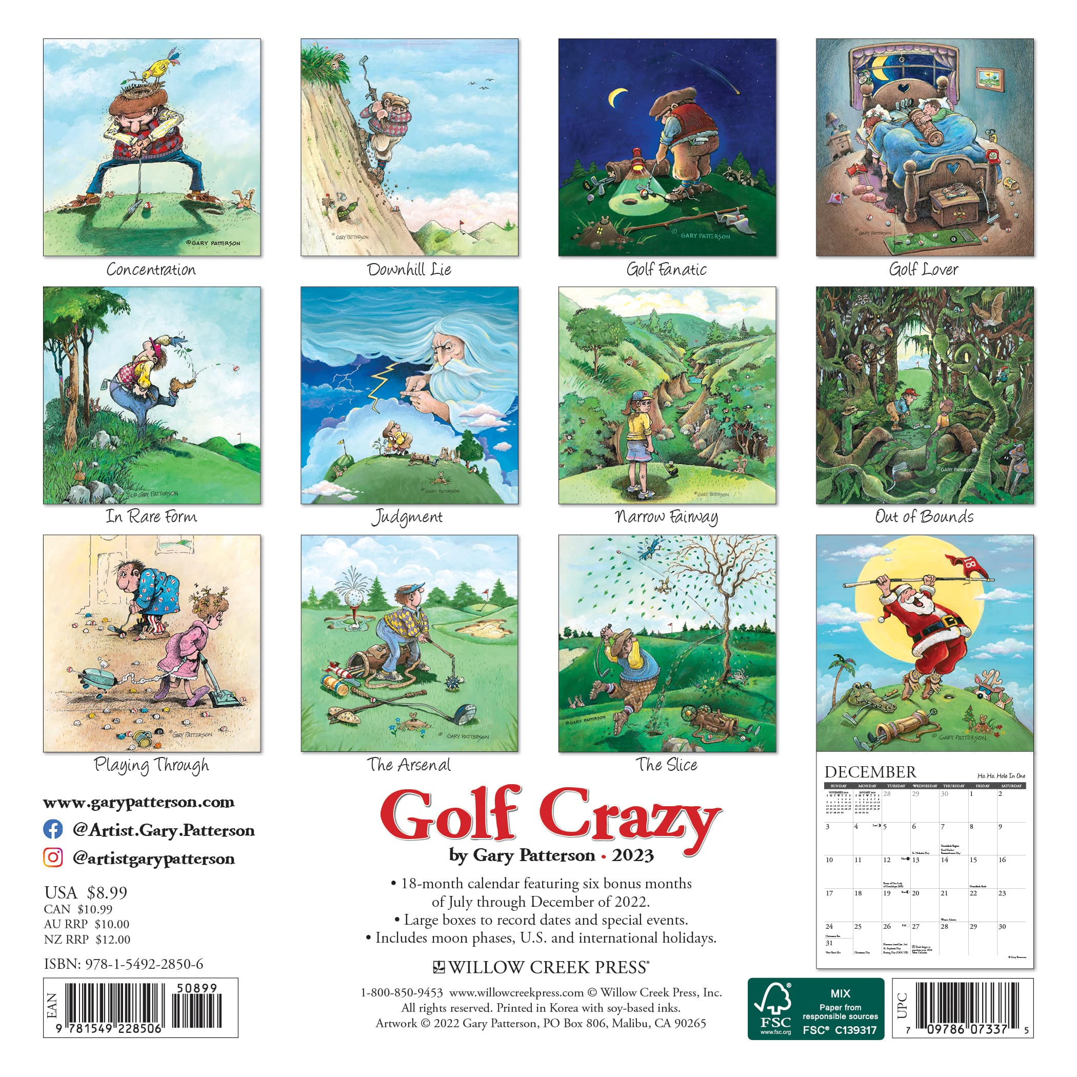 2023 Golf Crazy Gary Patterson Mini Wall Calendar Wall Calendars