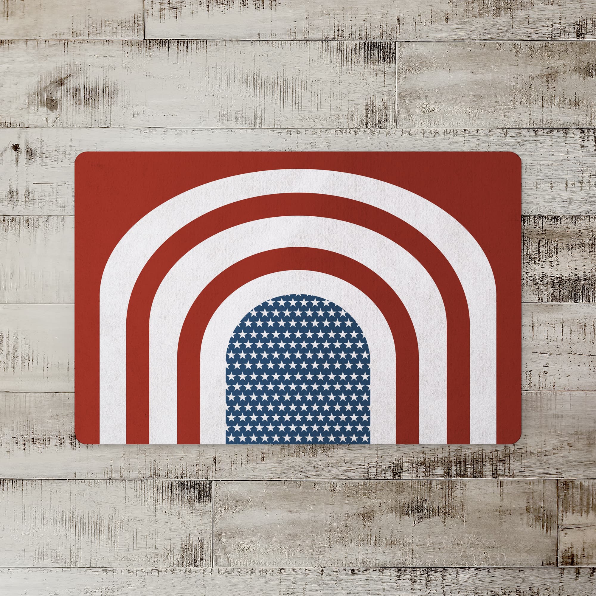 Designs Direct Red Arched Stripes & Stars Floor Mat