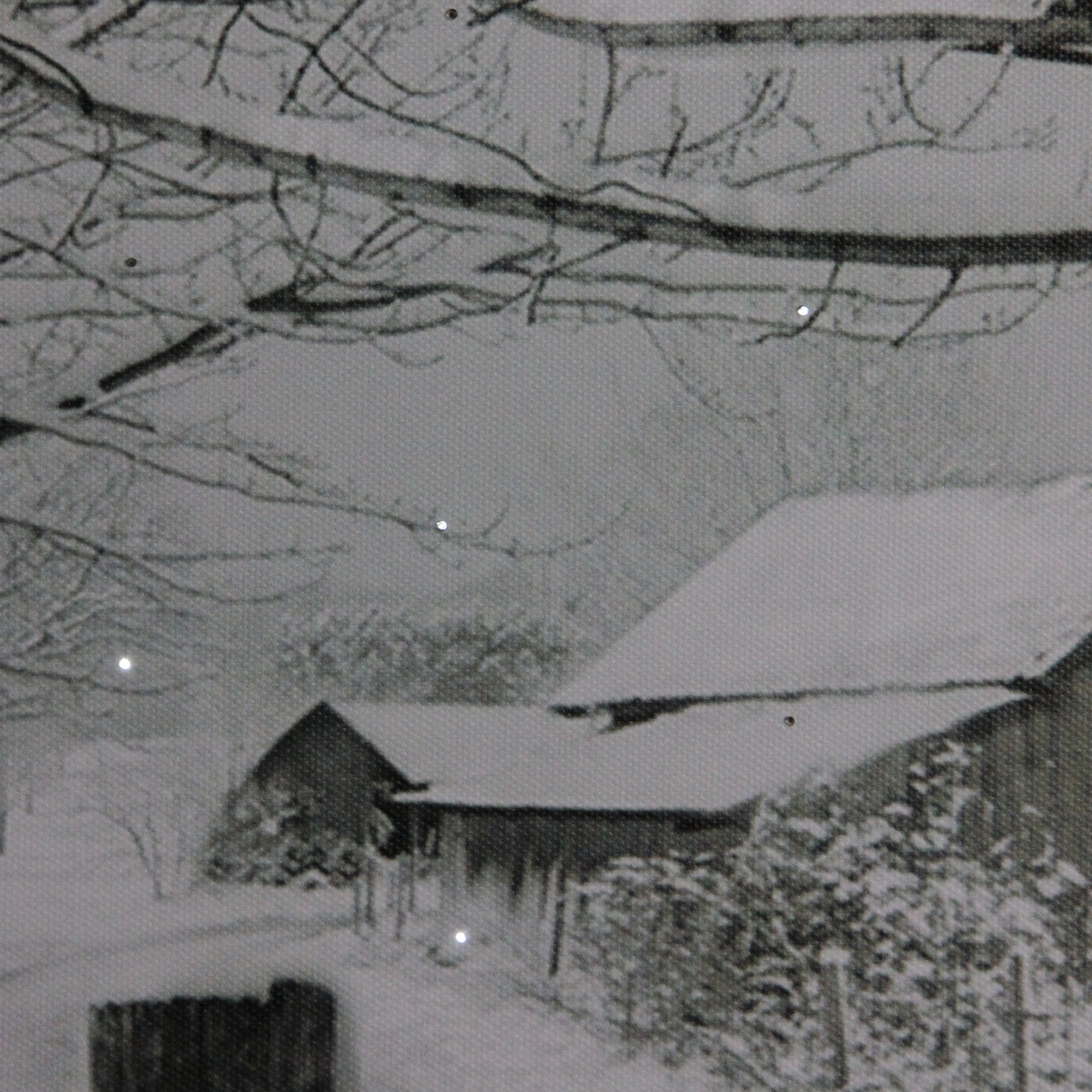 Snowy Winter Cabin Fiber Optic Lighted Canvas Wall Art