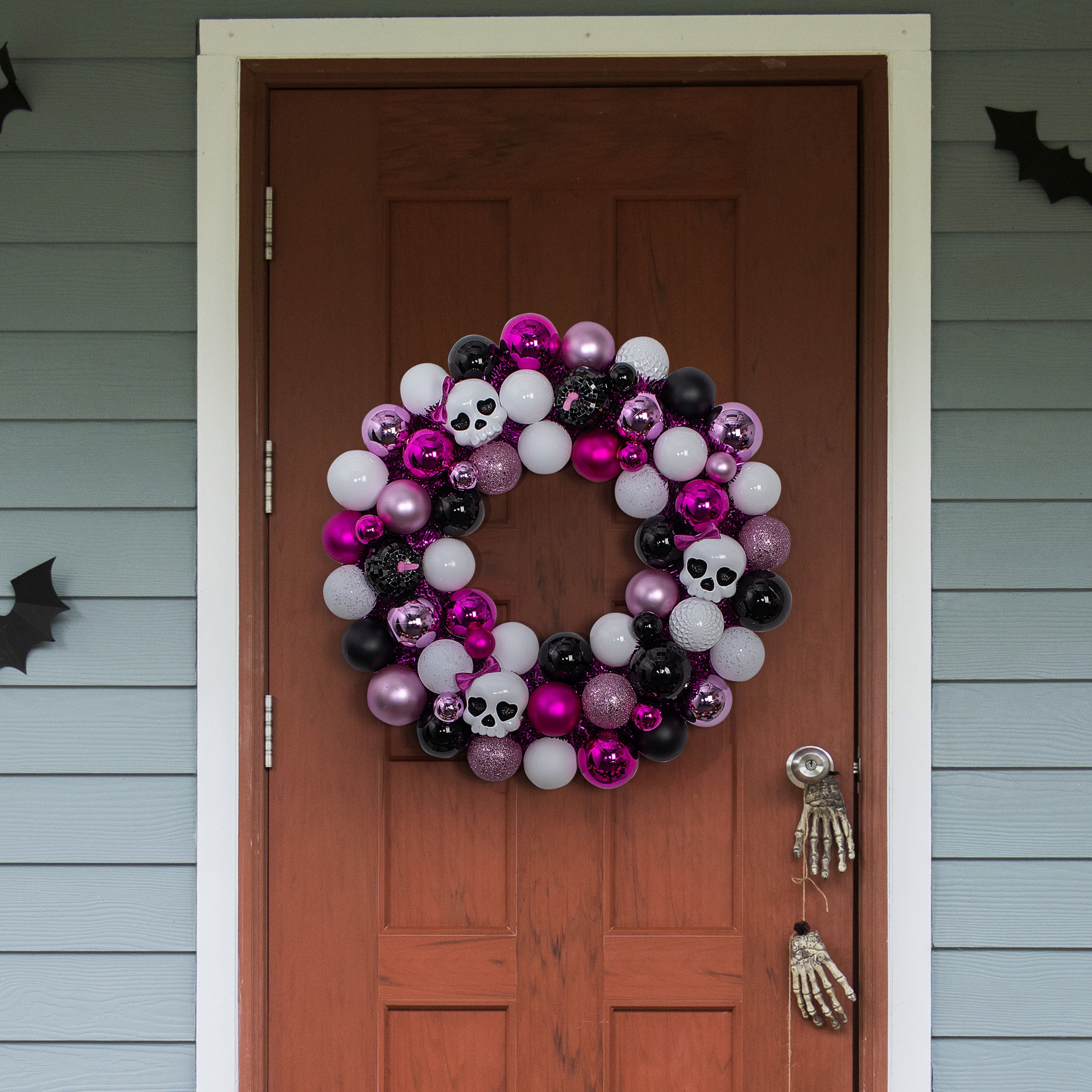 23.5&#x22; Pink &#x26; Purple Skull &#x26; Ornament Wreath by Ashland&#xAE;