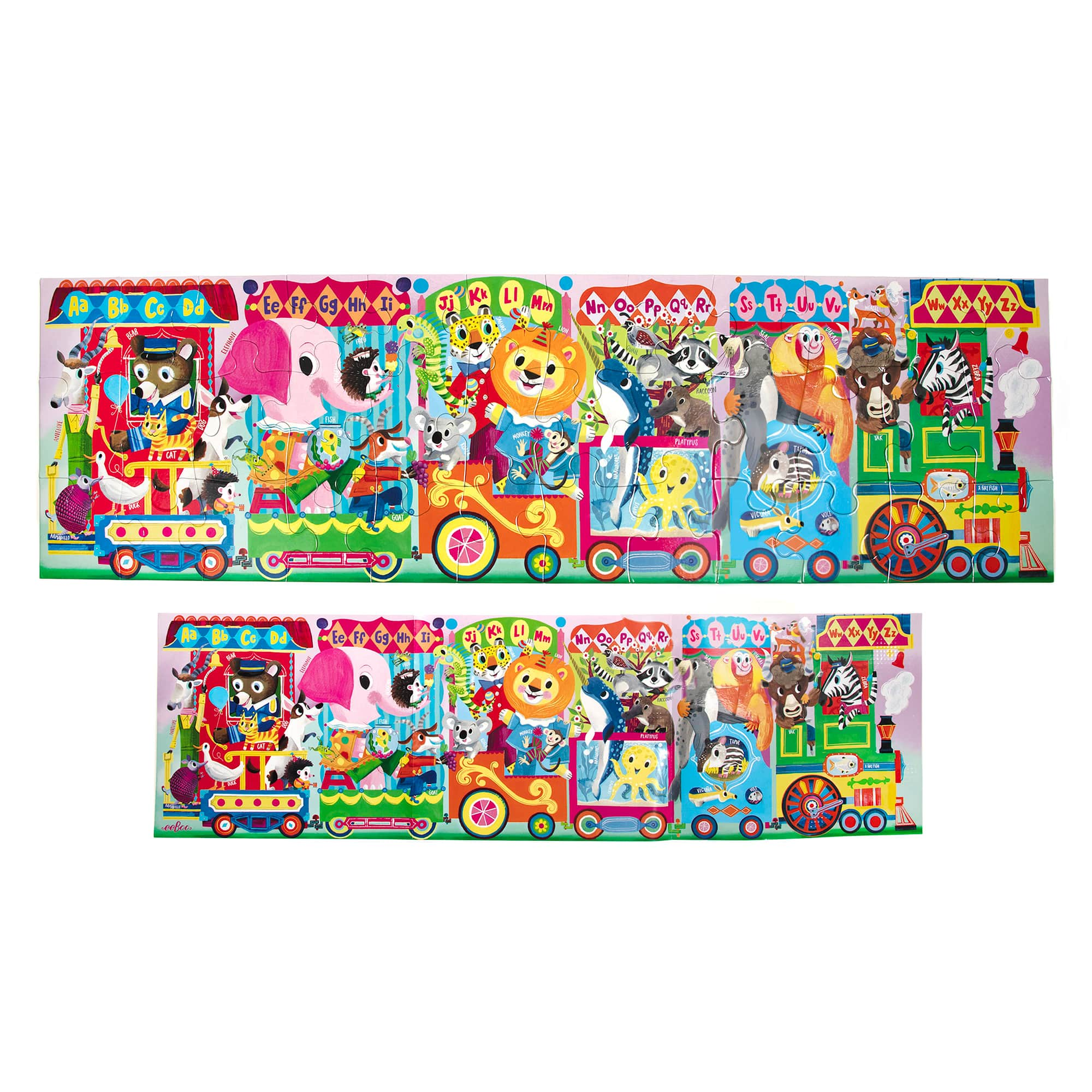 eeBoo Alphabet Train 36 Piece Very Long Puzzle with Poster