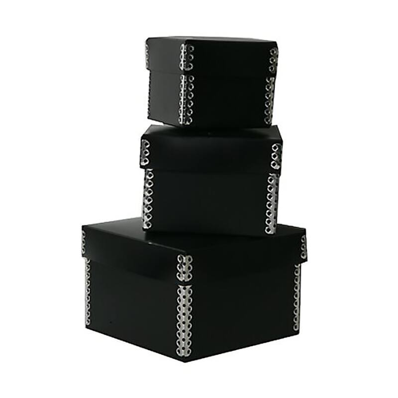JAM Paper Black Plastic Nesting Box Set