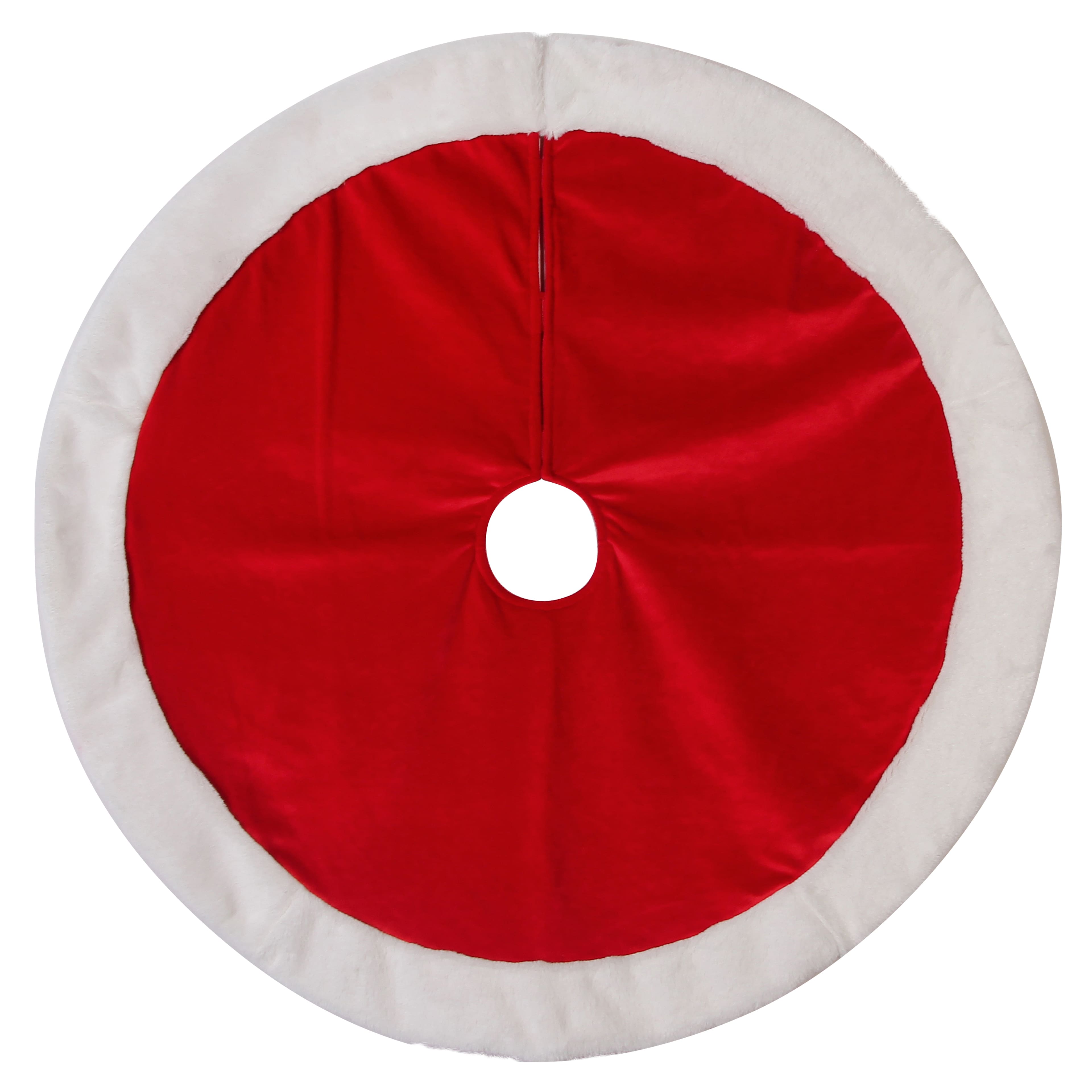 30&#x22; Red &#x26; White Mini Tree Skirt with Faux Fur Border by Ashland&#xAE;