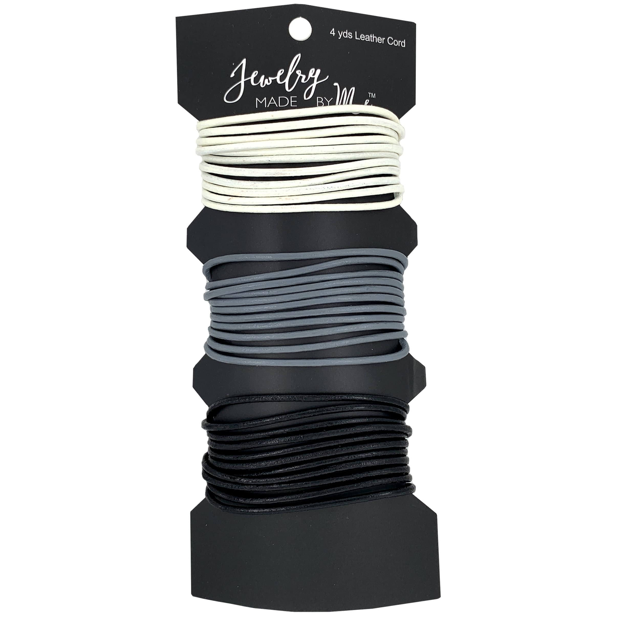 Jewelry Made By Me™ 4yd. White, Gray & Black Leather Cord