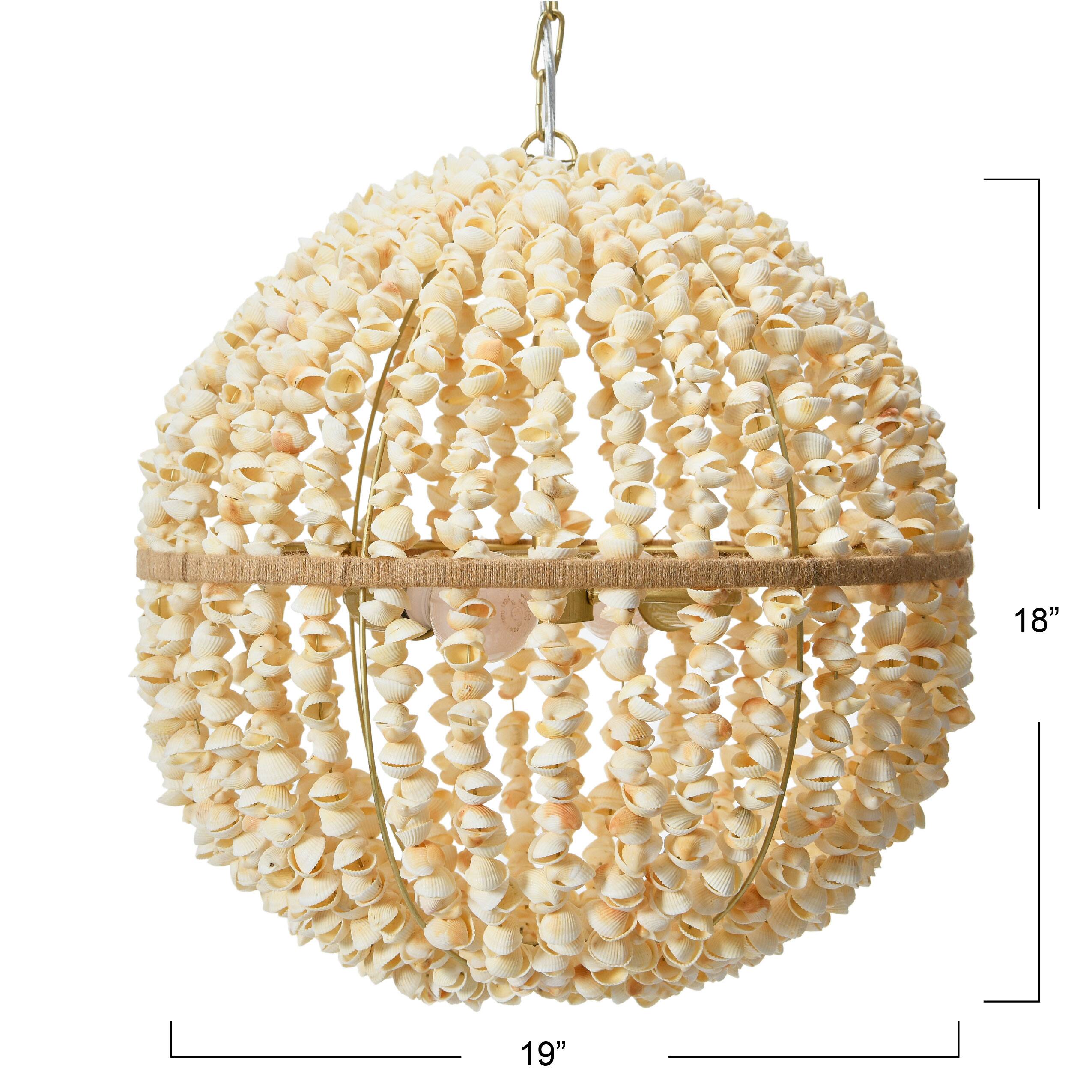 19&#x22; Round Ball Metal and Shell Ceiling Light