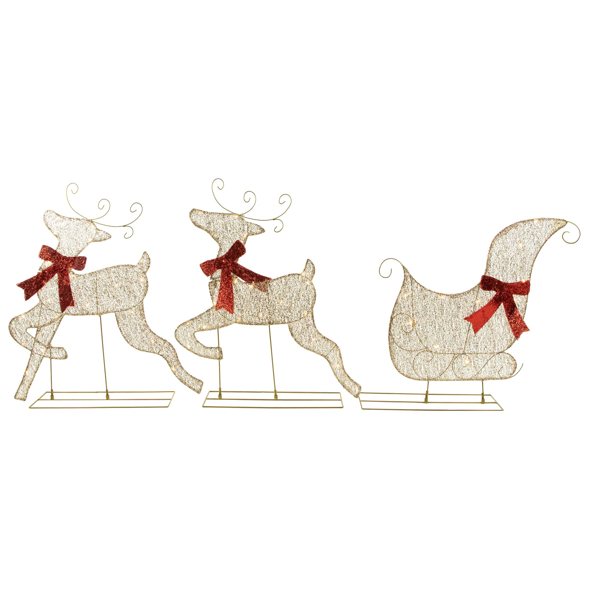 3pc LED Lighted Reindeer and Sleigh Outdoor Christmas Decoration