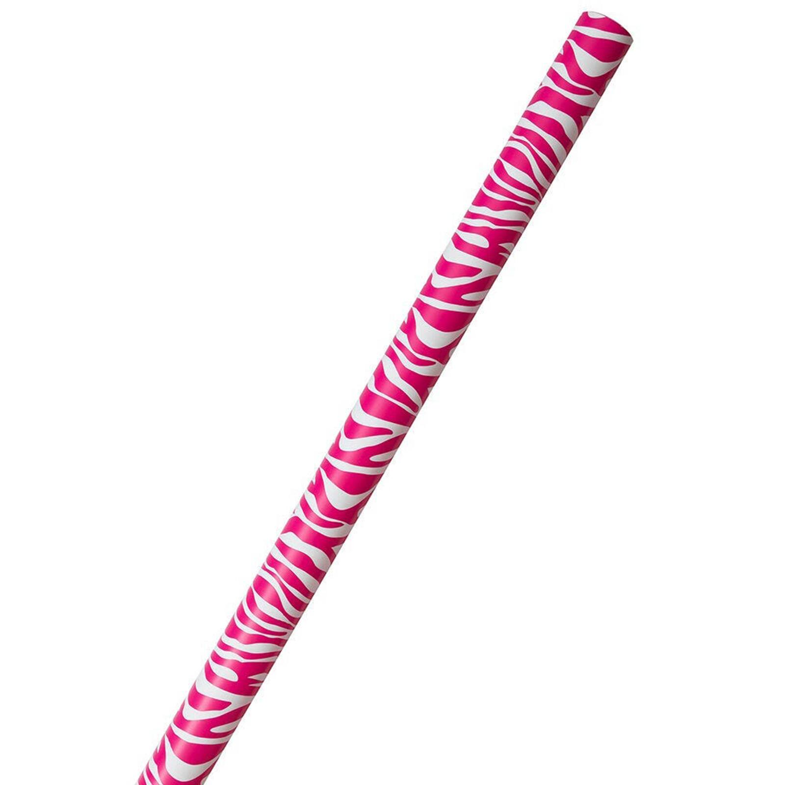 JAM Paper Safari Pink & White Zebra Gift Wrap, 2ct.