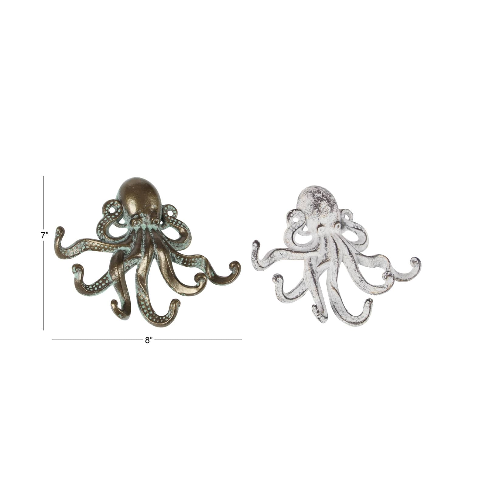 Set of 2 Bronze Metal Coastal Wall Hook, 8&#x22; x 7&#x22;