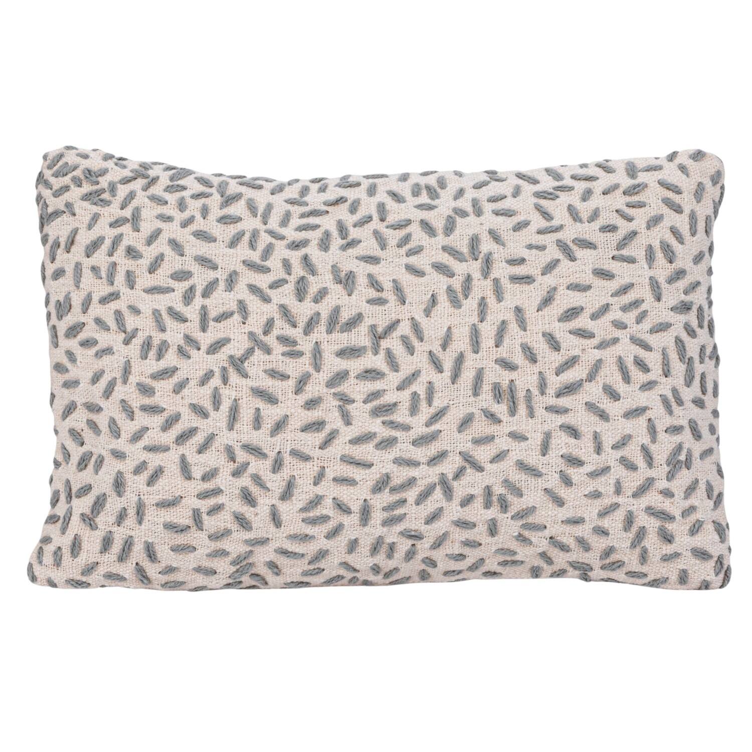 Hello Honey® 14" x 9" Hand-Embroidered Cotton Kantha Stitch Lumbar Pillow