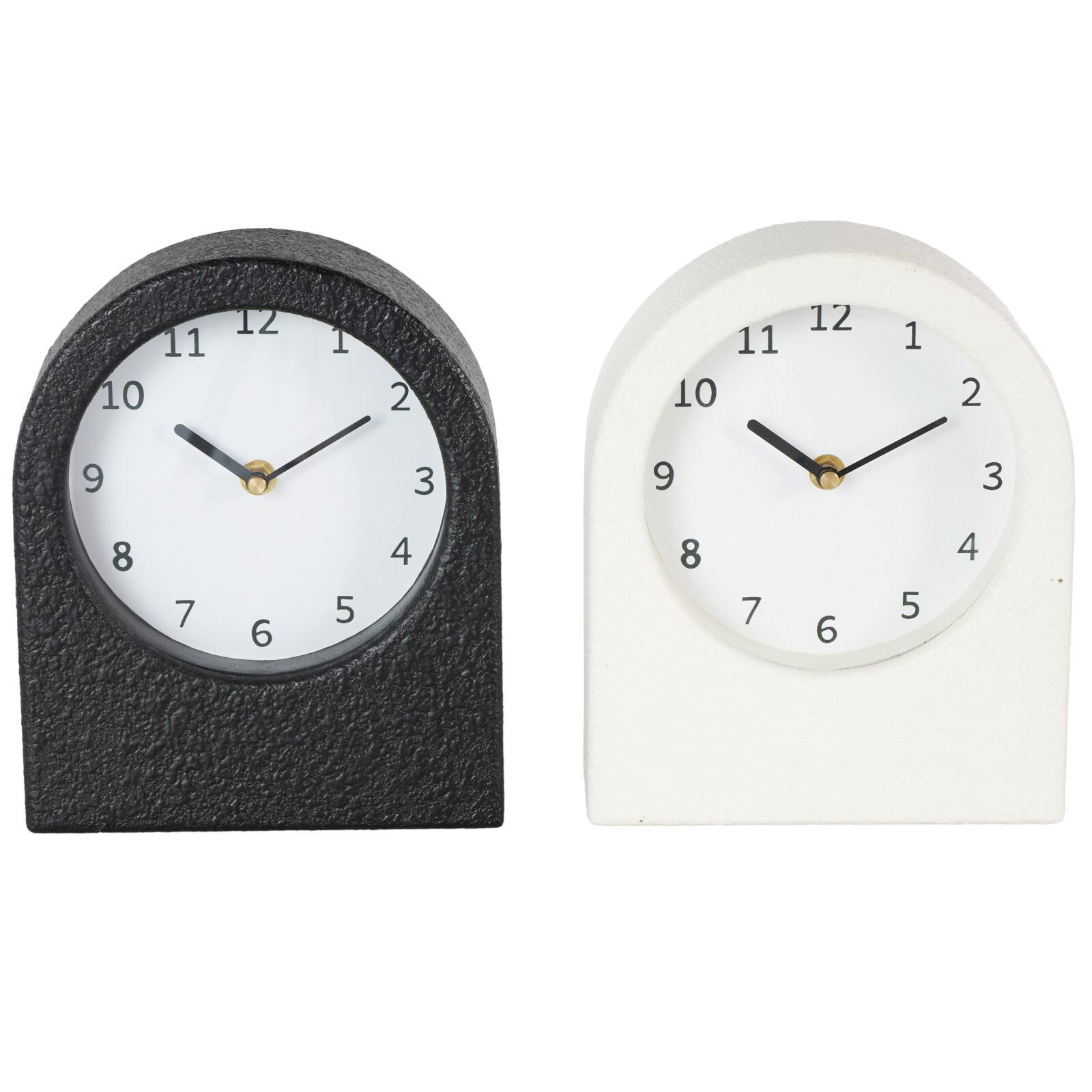 8.75" Textured Decorative Clock with Gold Accents Set