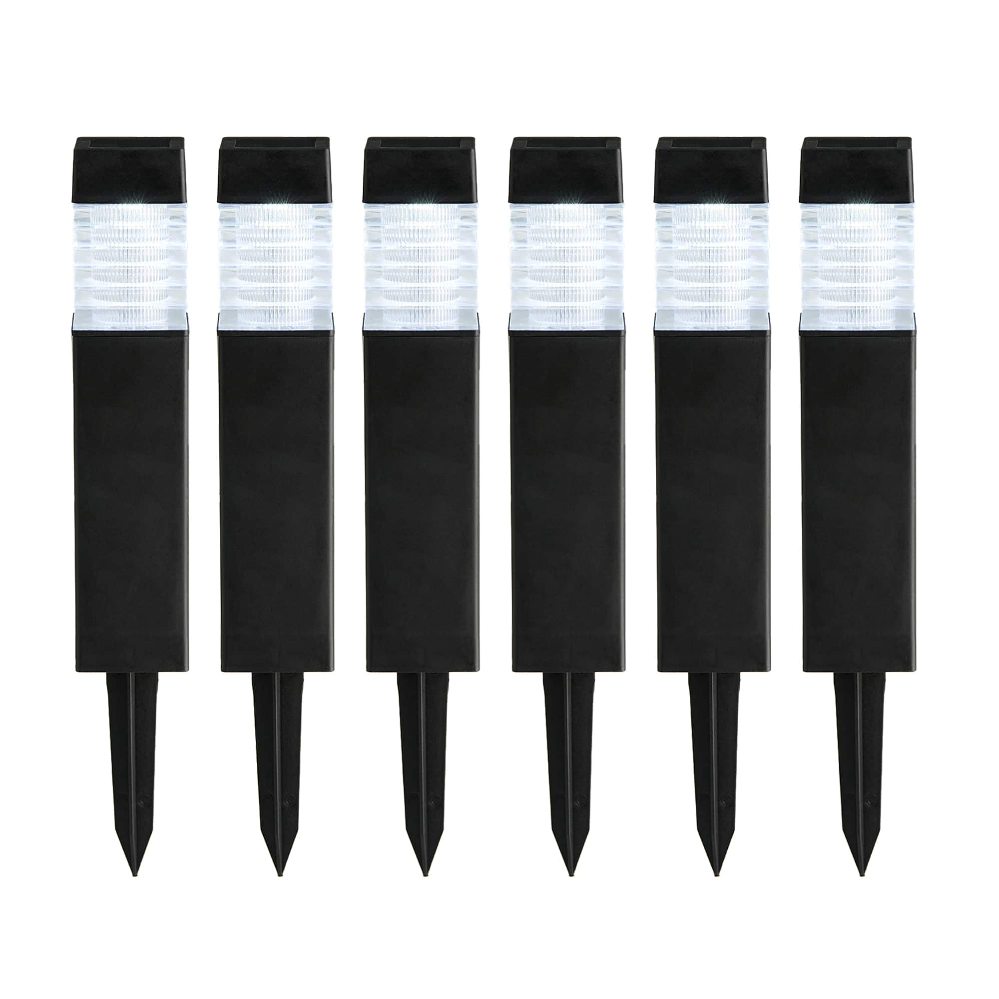 Glitzhome® 15.25" Solar Powered Transparent Texture Lens Pathway Stake Lights, 6ct.