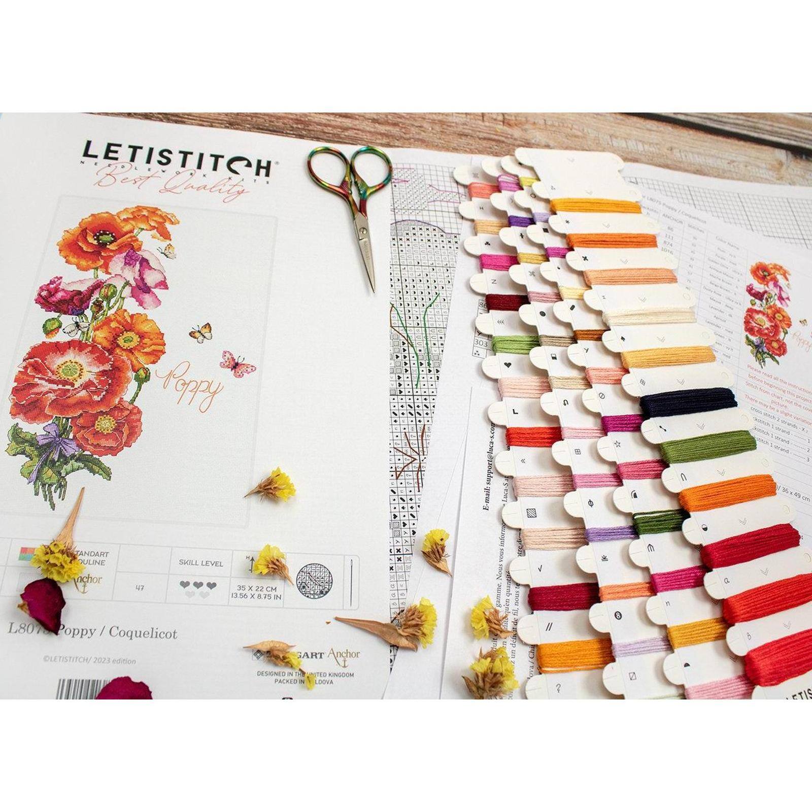 LetiStitch Poppy Counted Cross Stitch Kit