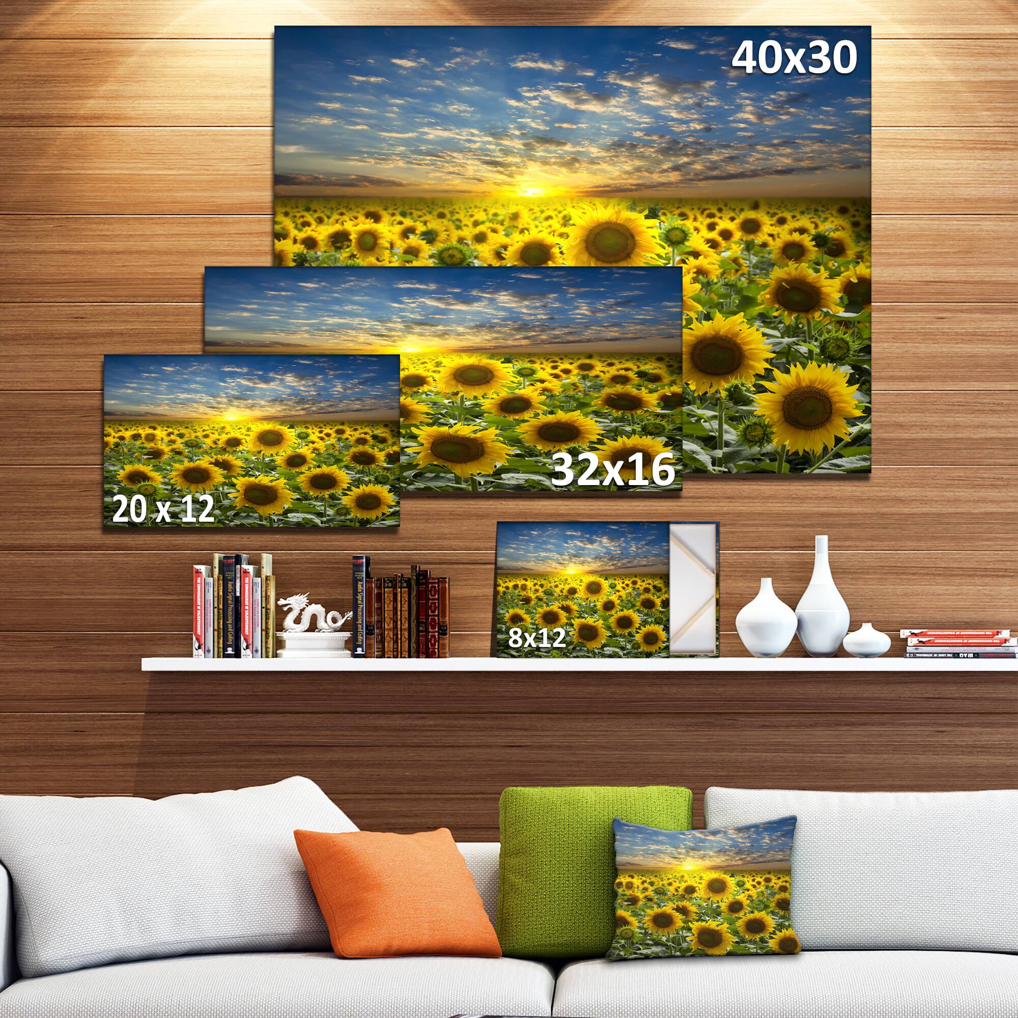 Designart - Field of Blooming Sunflowers - Large Flower Canvas Wall Art
