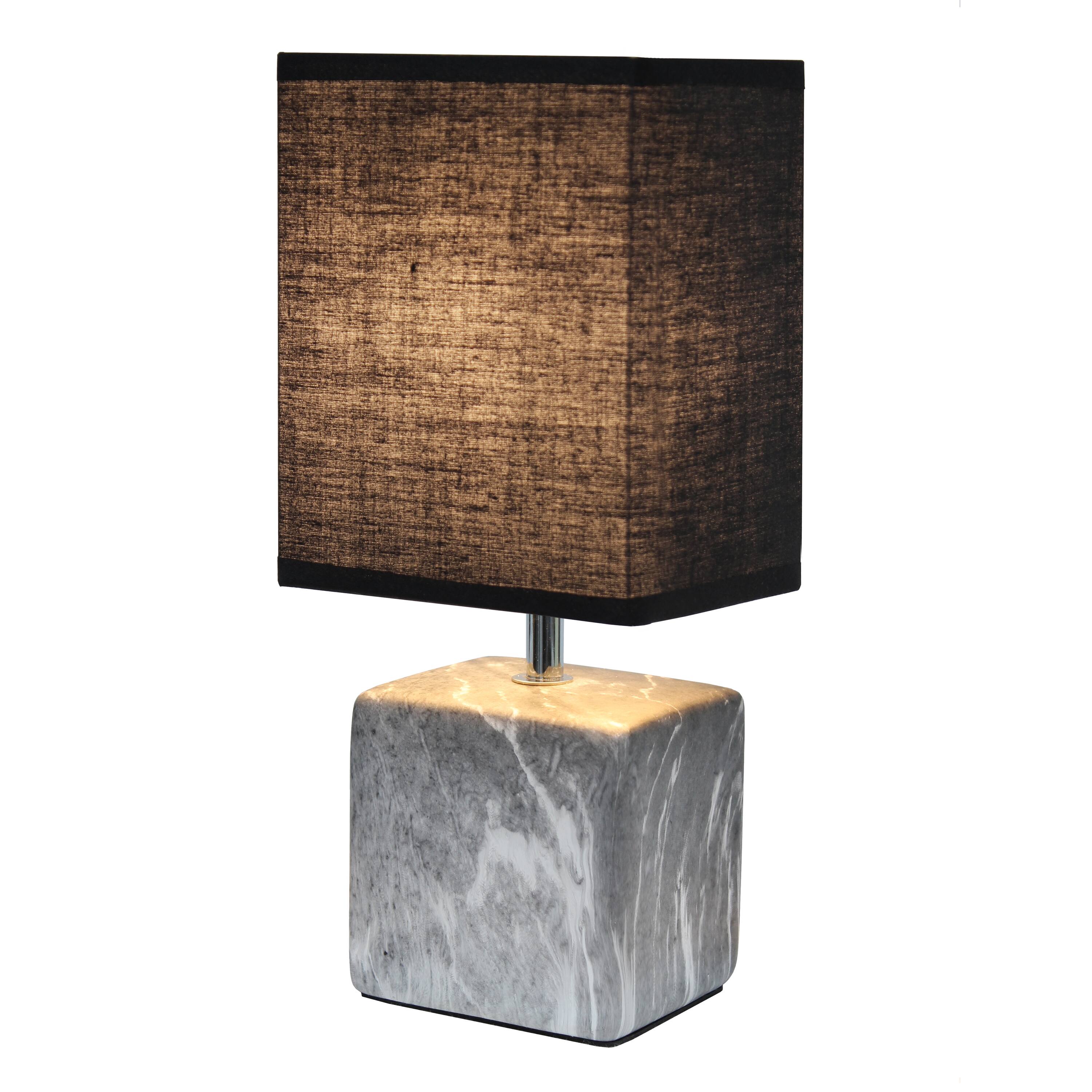Simple Designs Black Marbled Ceramic Table Lamp
