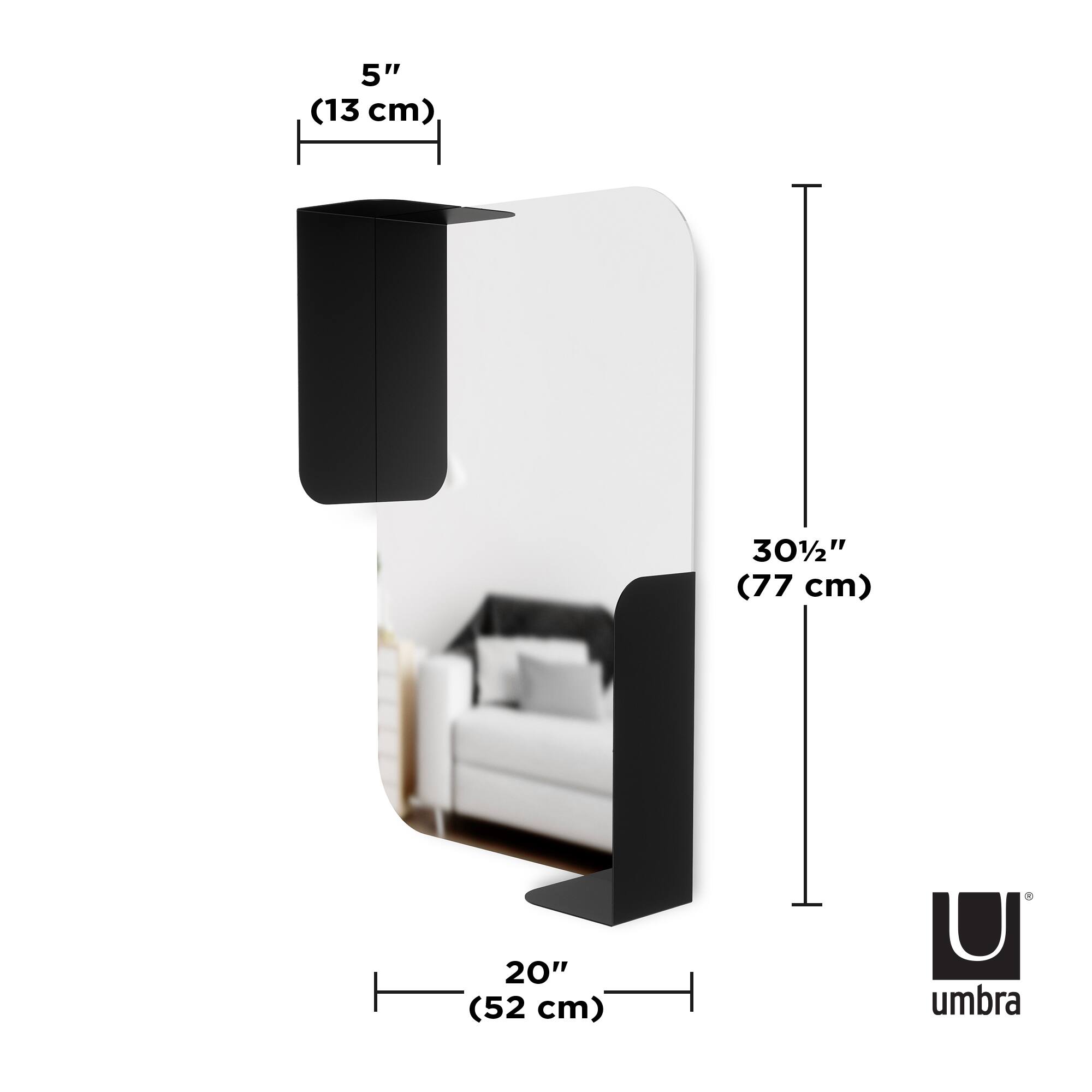 Umbra 30&#x22; Black Alcove Rectangular Mirror