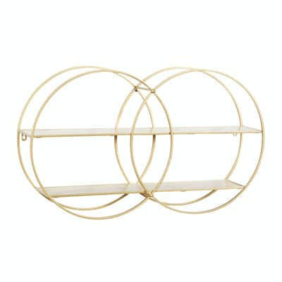 CosmoLiving by Cosmopolitan Gold Metal Contemporary Wall Shelf, 18