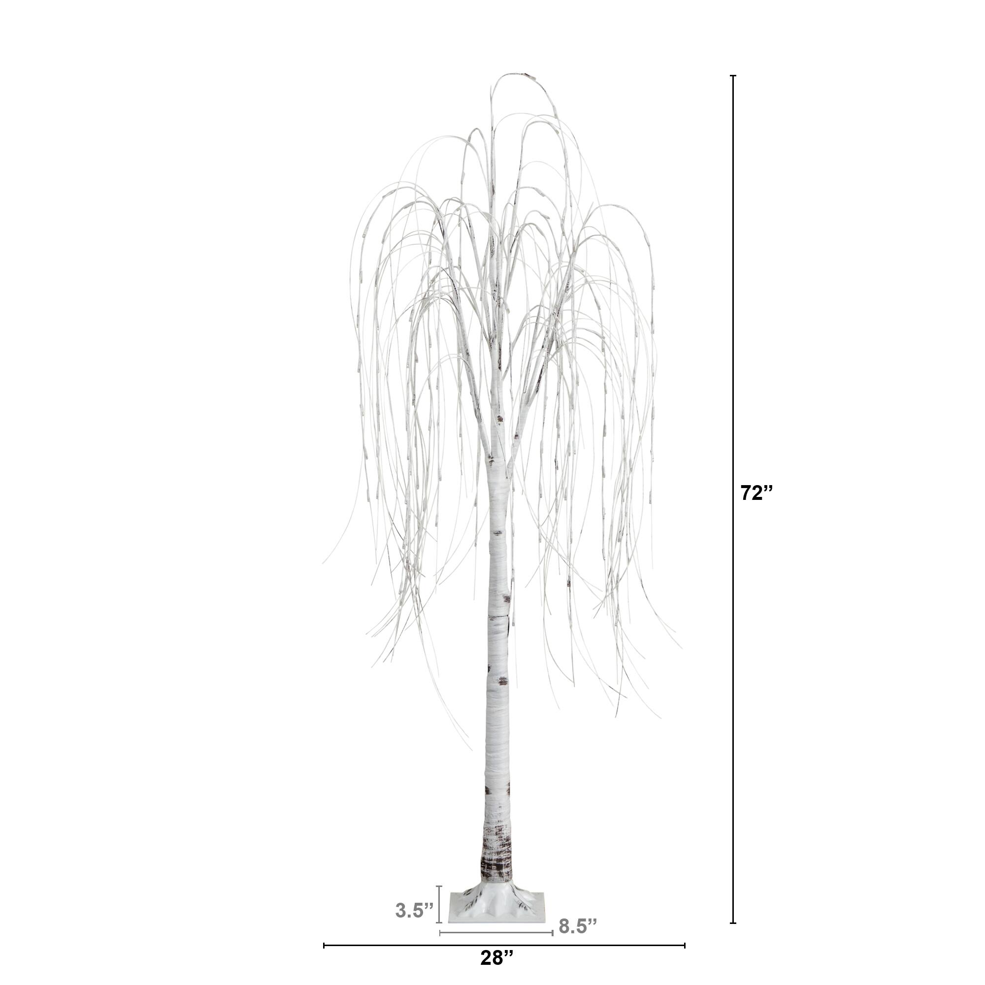 6ft. Pre-Lit White Weeping Willow Artificial Christmas Tree, Warm White LED Lights