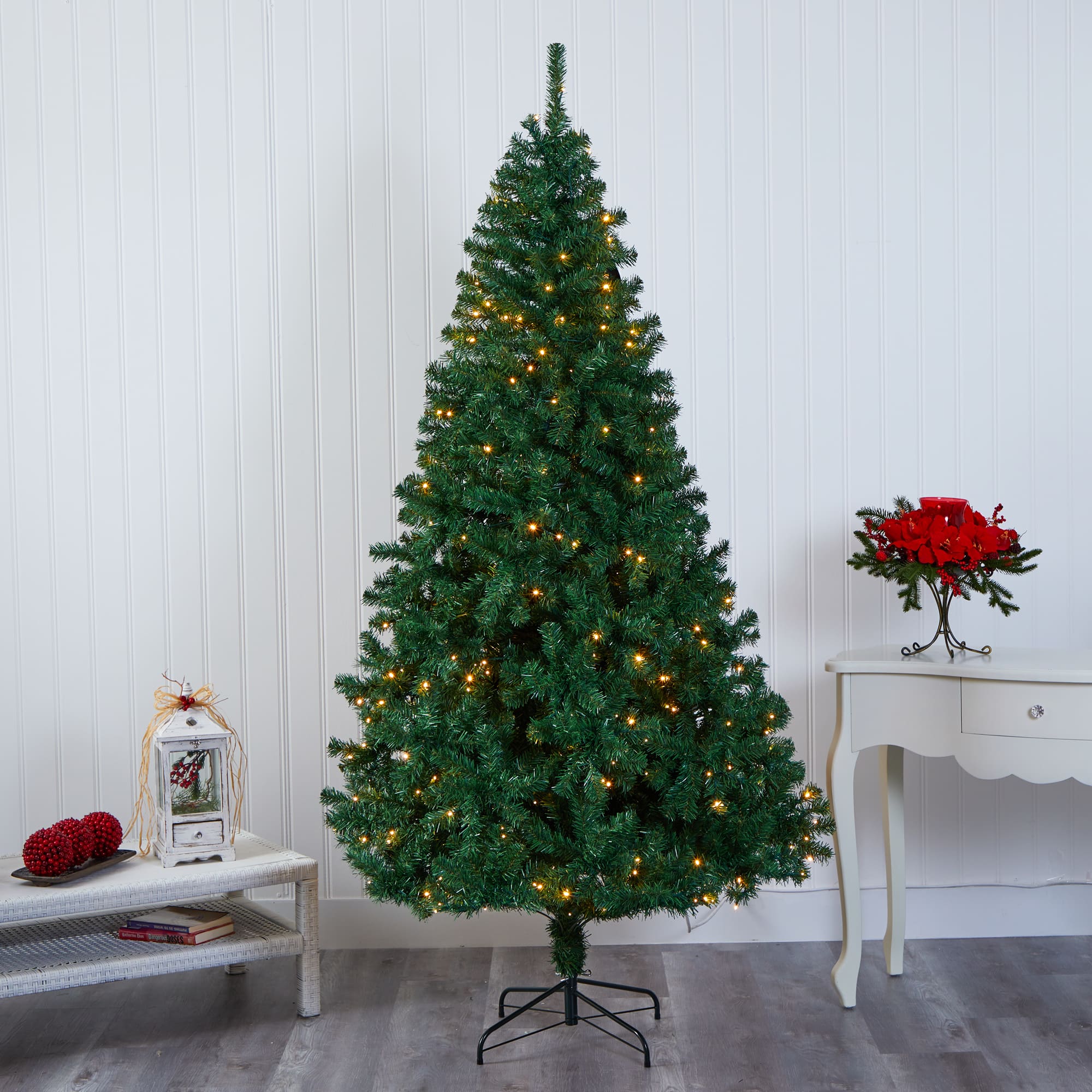 7ft. Pre-Lit Northern Tip Pine Artificial Christmas Tree, Clear LED Lights