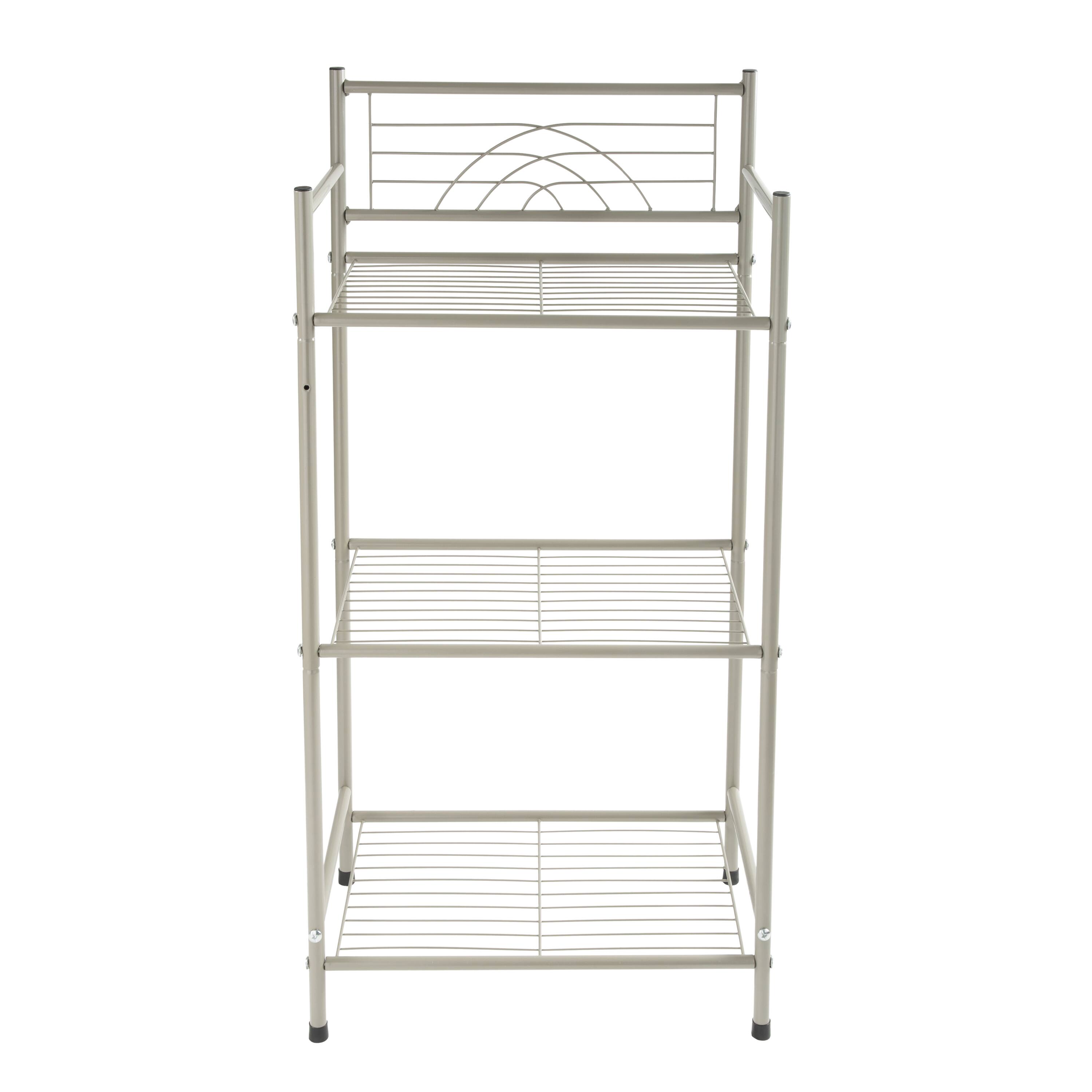 Bath Bliss 3 Shelves Tiered Bathroom Storage Rack in Satin Nickel 