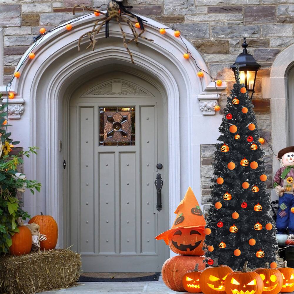 Costway 6ft. Unlit Black Slim Artificial Christmas Tree