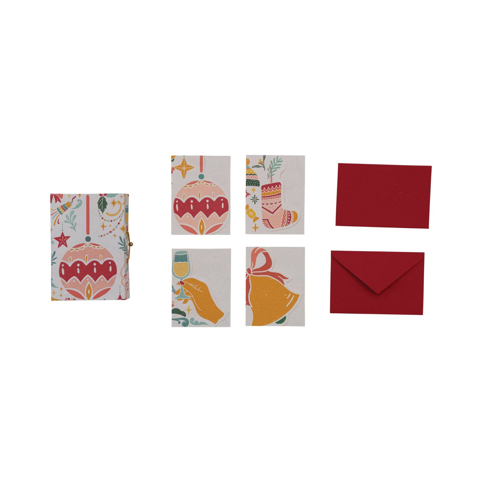 Hello Honey&#xAE; Handmade Printed Recycled Paper Christmas Card Set with Holiday Icons