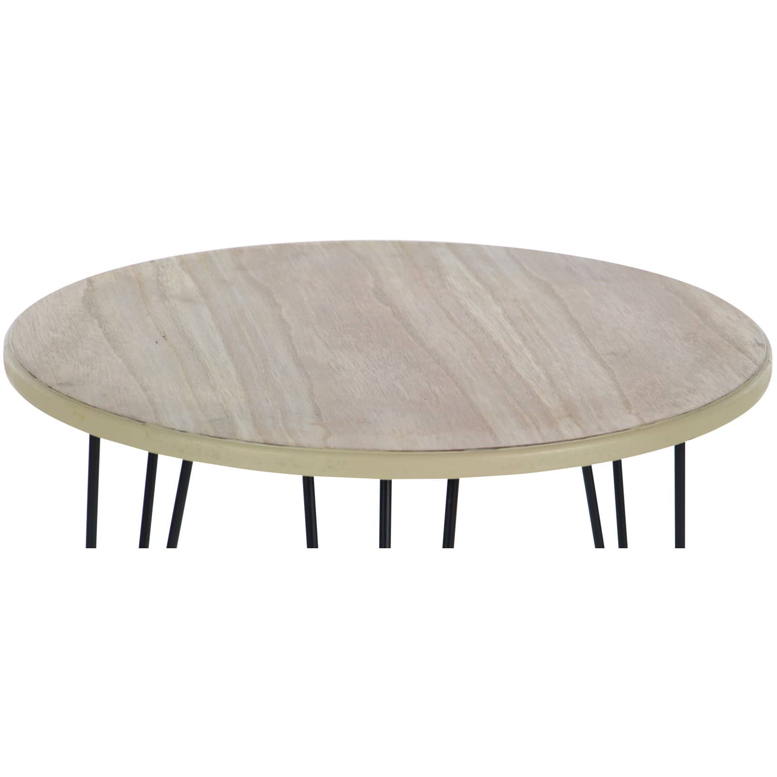 22'' Brown Wood & Black Metal Modern Accent Table