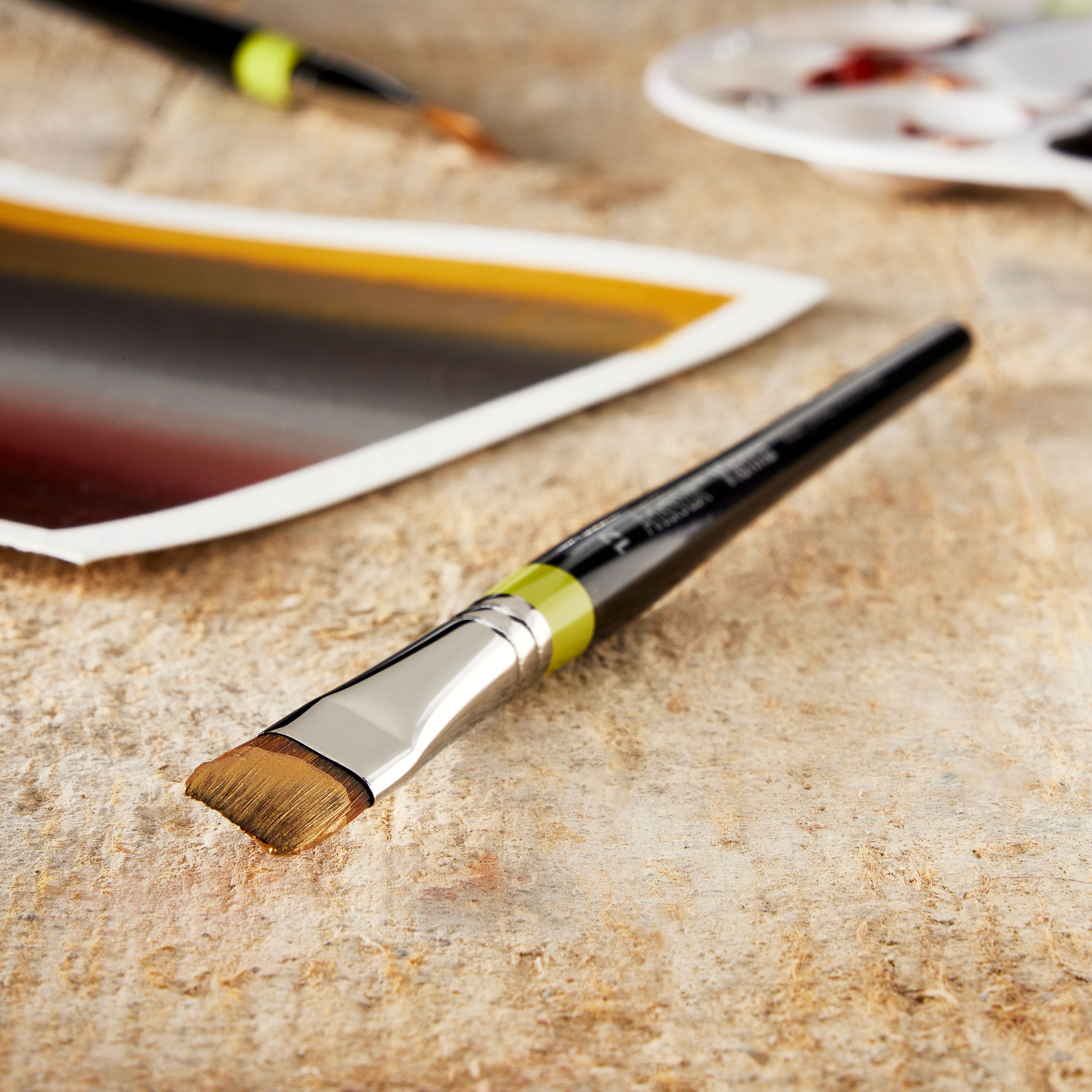 Golden Taklon Short Handle Flat Shader Brush by Artist's Loft™ Vienna