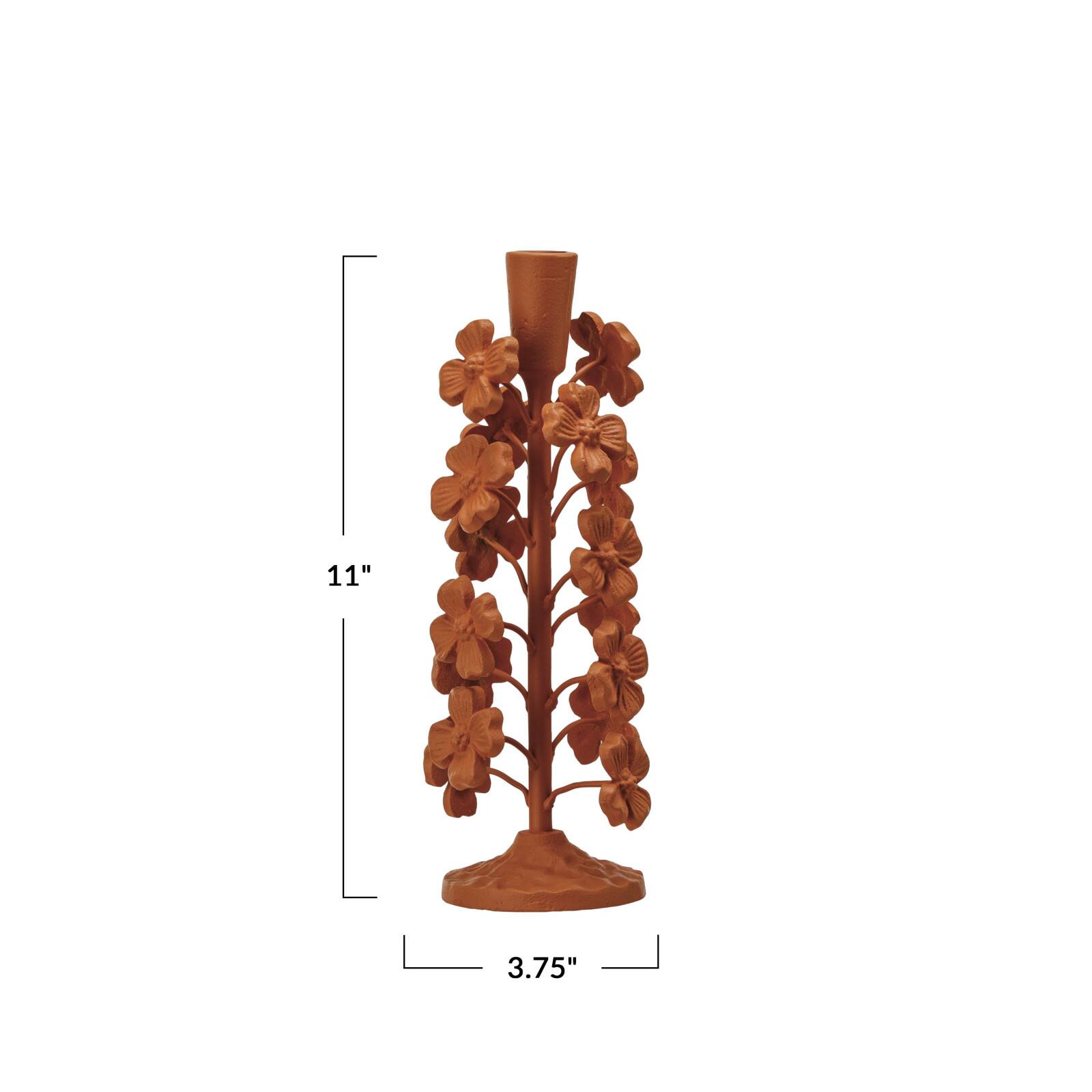 Hello Honey&#xAE; 11&#x22; Terra Cotta Blossom Taper Candle Holder