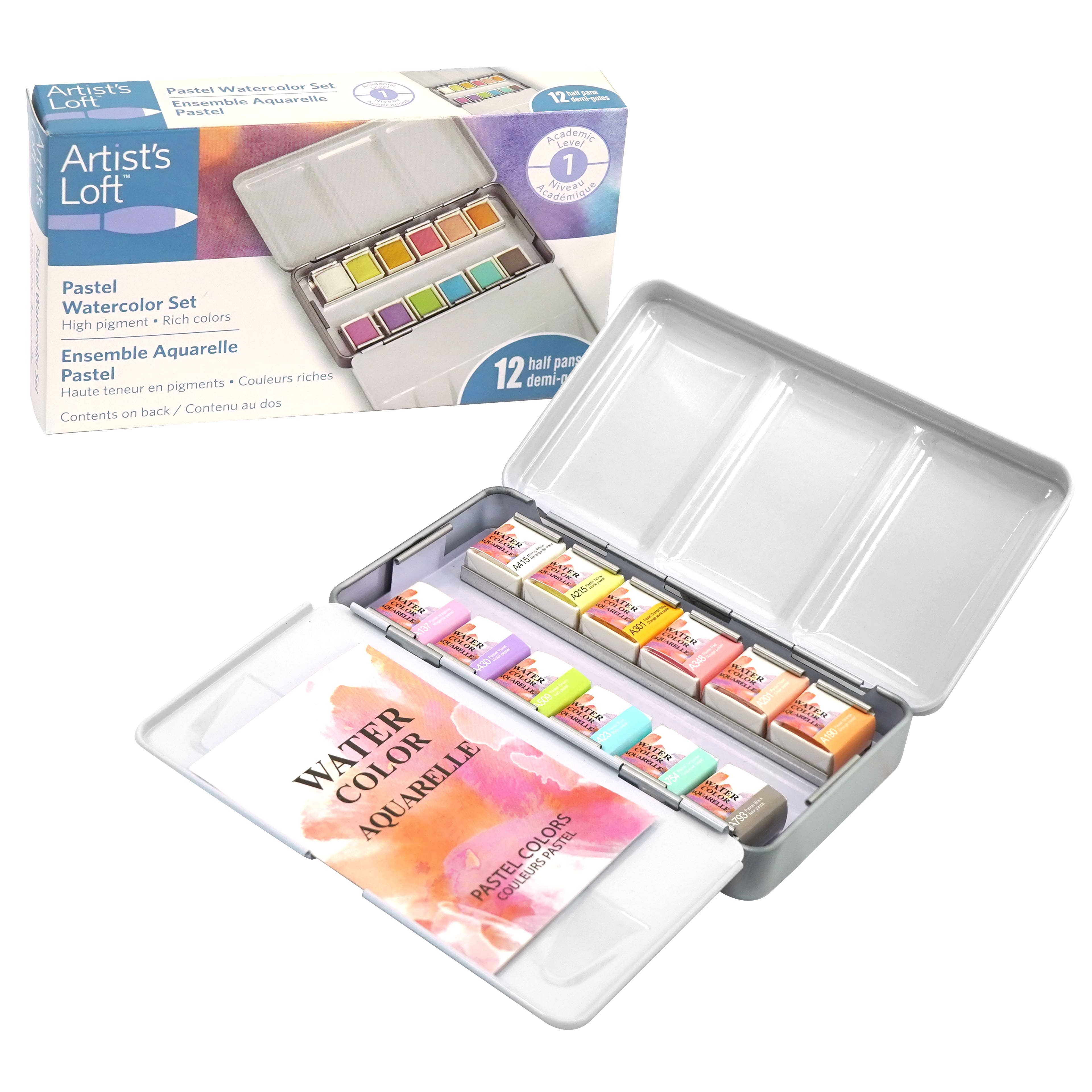 6 Pack: 12 Half Pans Pastel Watercolor Set by Artist's Loft™