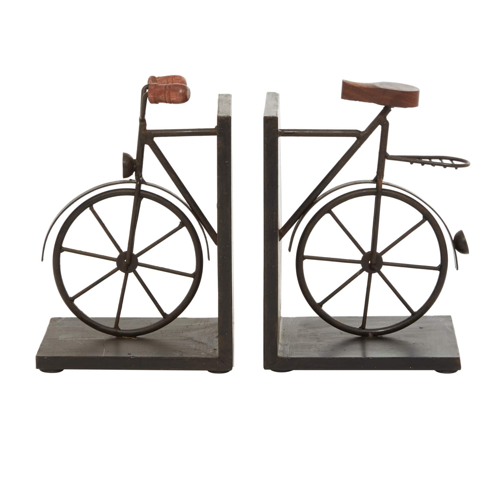 9&#x22; Contemporary Bicycle Iron Bookend Set