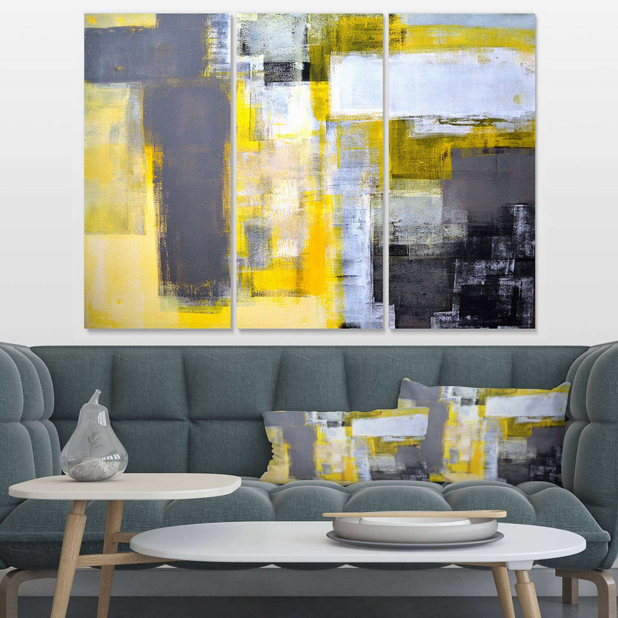 Designart - Grey and Yellow Blur Abstract