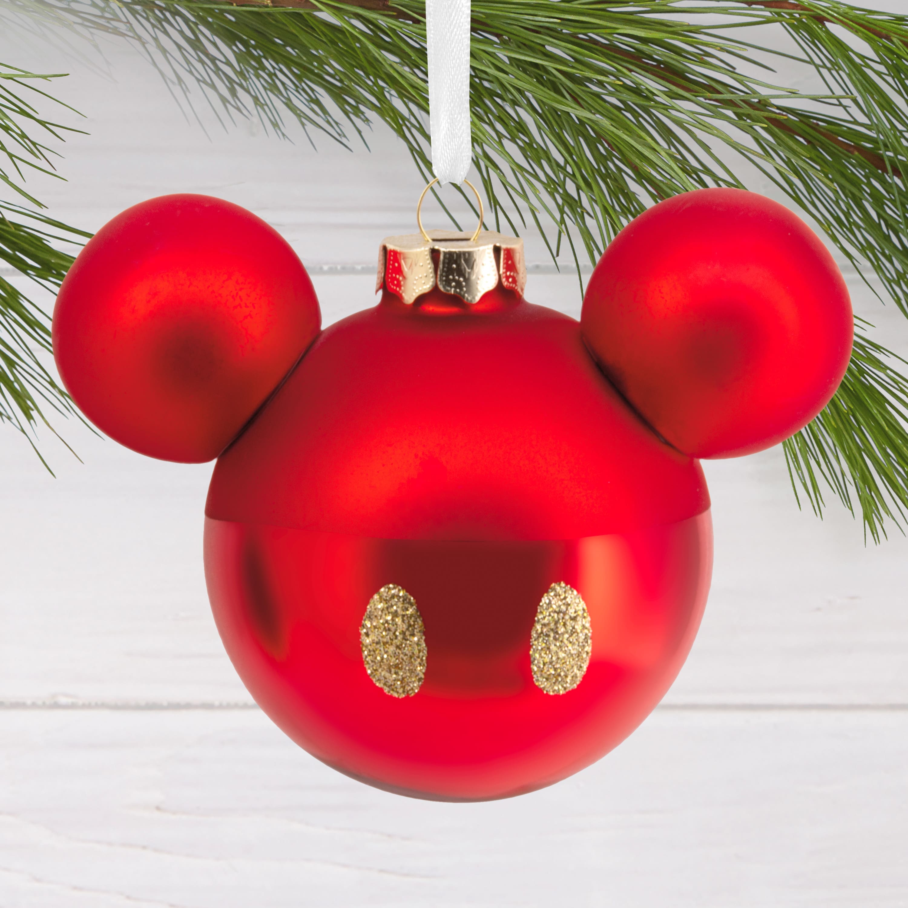 Hallmark Disney&#xAE; 4&#x22; Mickey Mouse Ears Icon Blown Glass Ornament