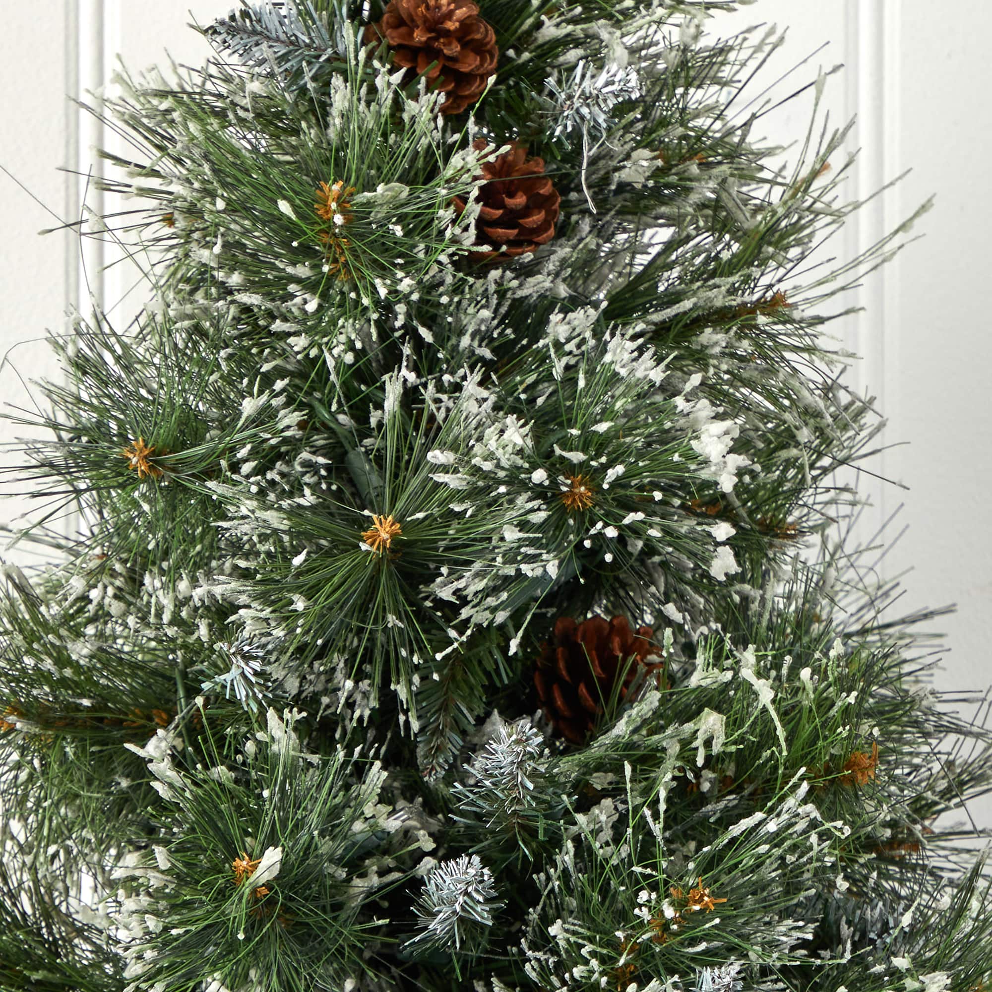 3ft. Pre-Lit Frosted Artificial Christmas Tree with Pinecones, Clear Lights