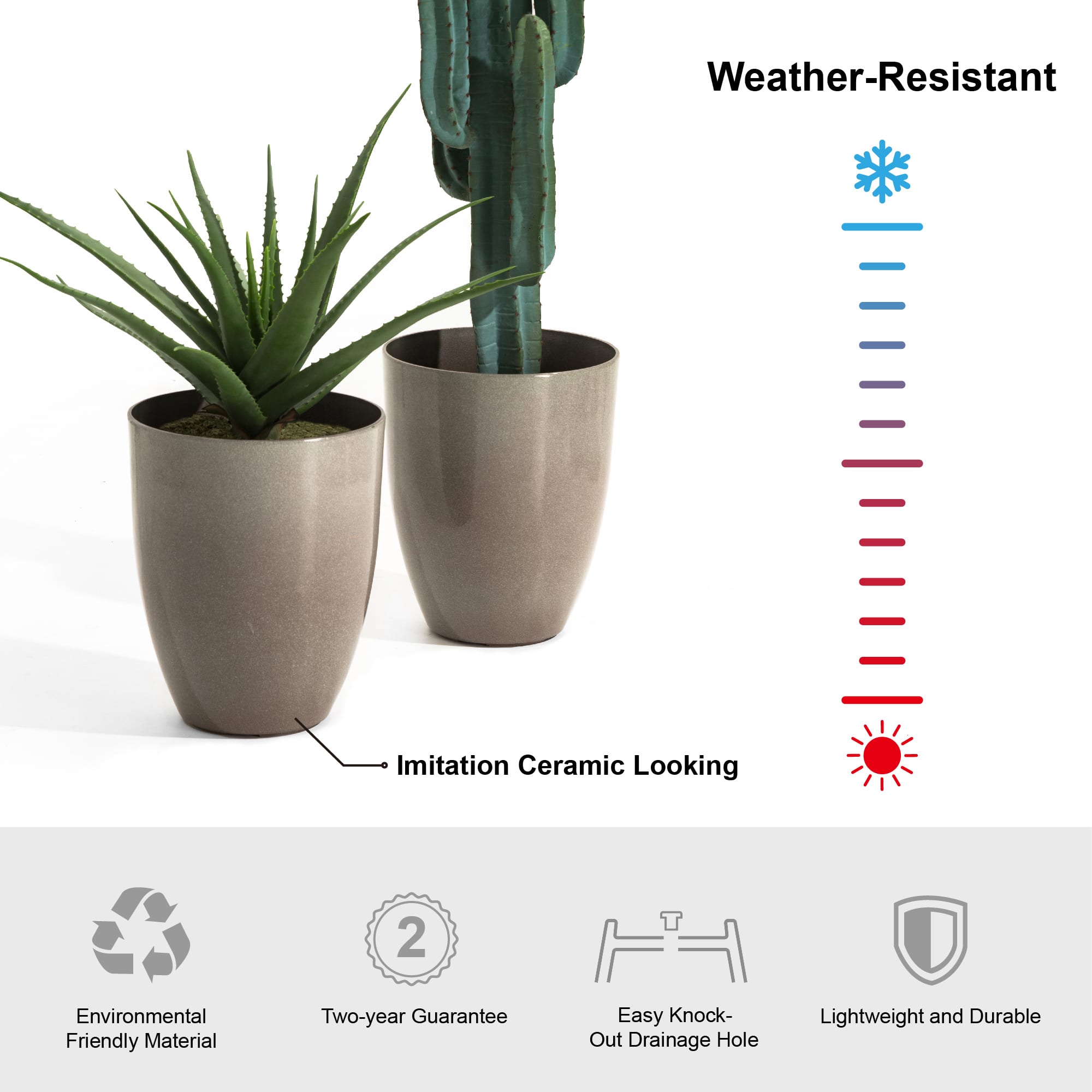 Glitzhome® 17" Eco-Friendly Oversized Faux Ceramic Tall Bowl Planters, 2ct.