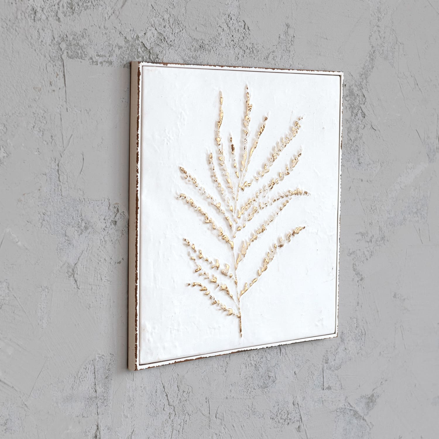 Hello Honey® White Botanical Square Embossed Metal Wall Décor